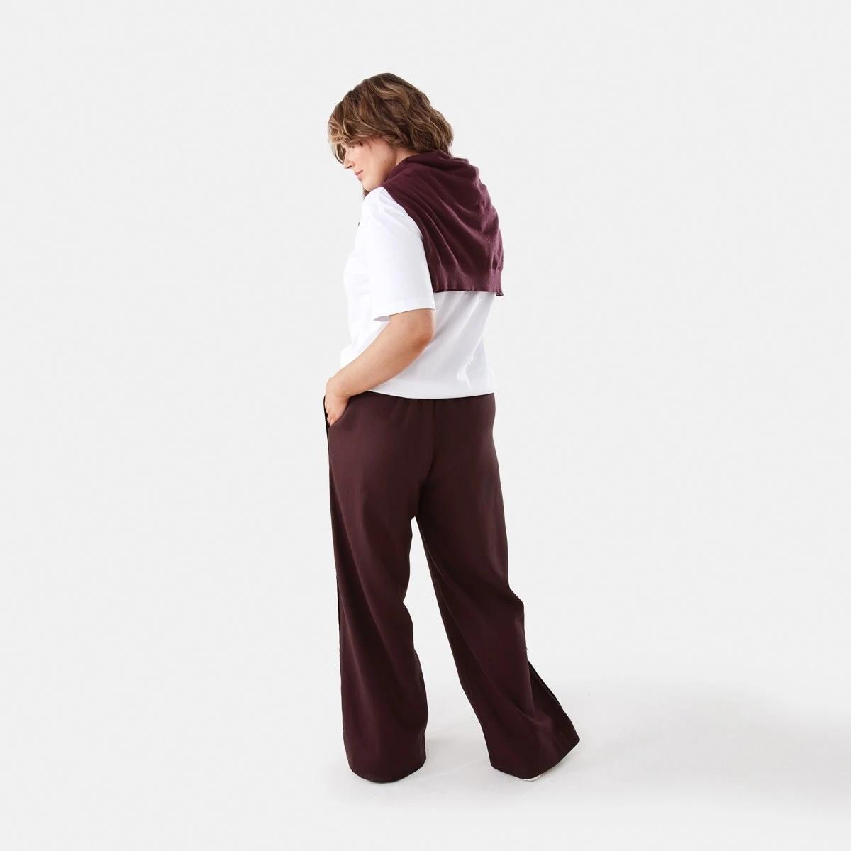 4 Wide Leg Side Tape Pants WARM MULBERRY, 4 of 6