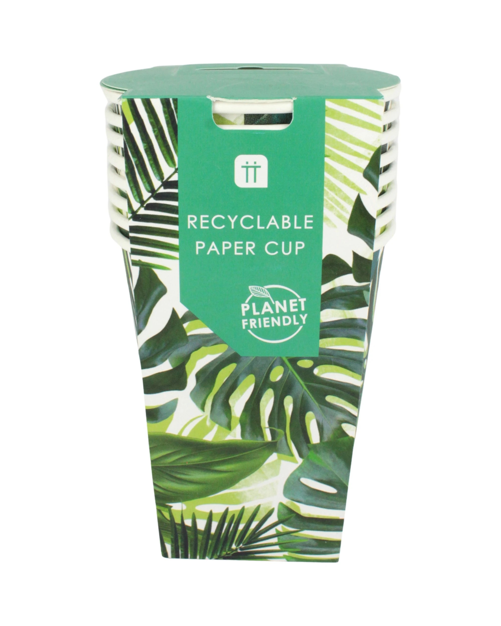 3 Talking Tables Talking Tables Tropical Fiesta Palm Leaf Paper Cups Pack of 8 - Green, 3 of 4