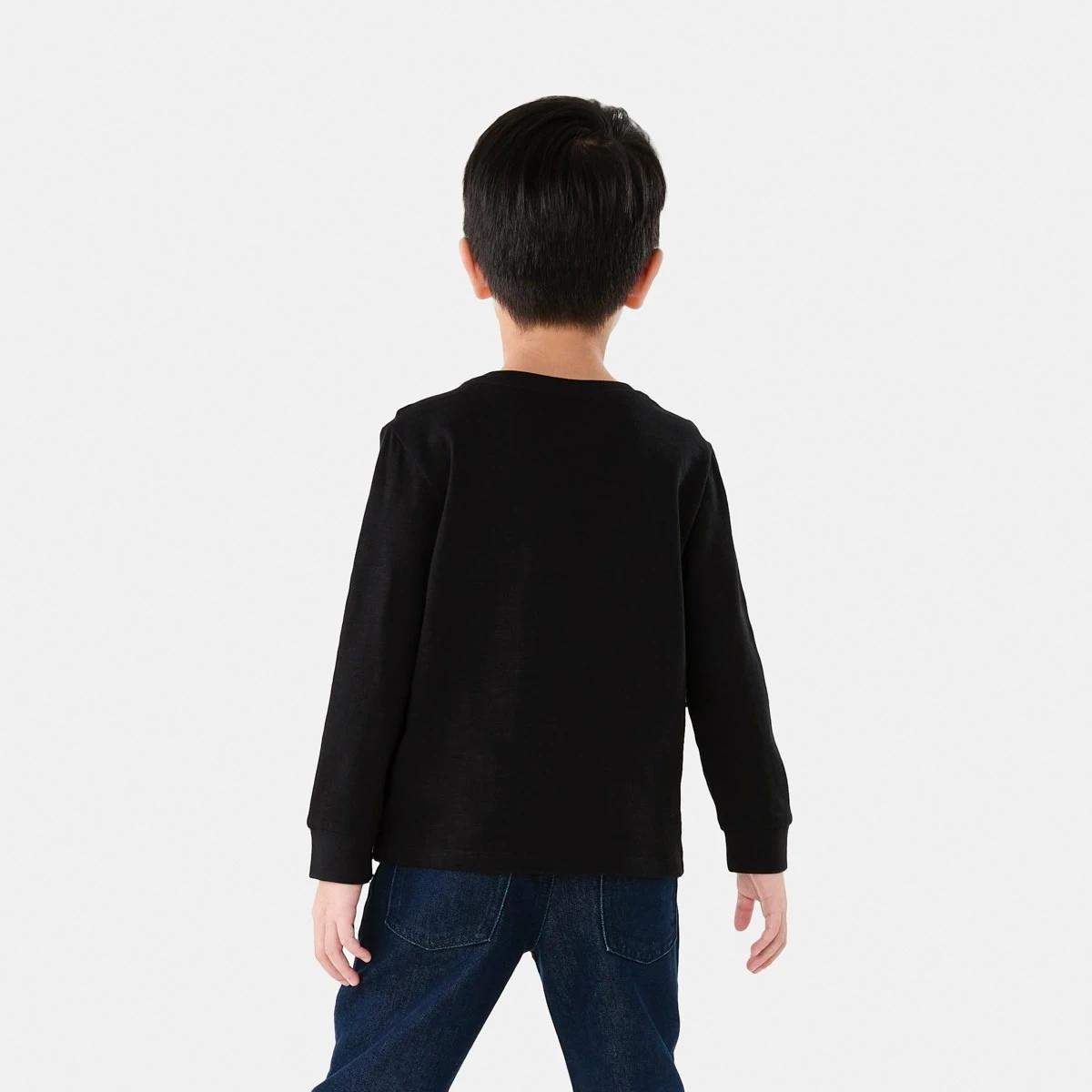 2 Long Sleeve Textured T-shirt Blk Dino, 2 of 8