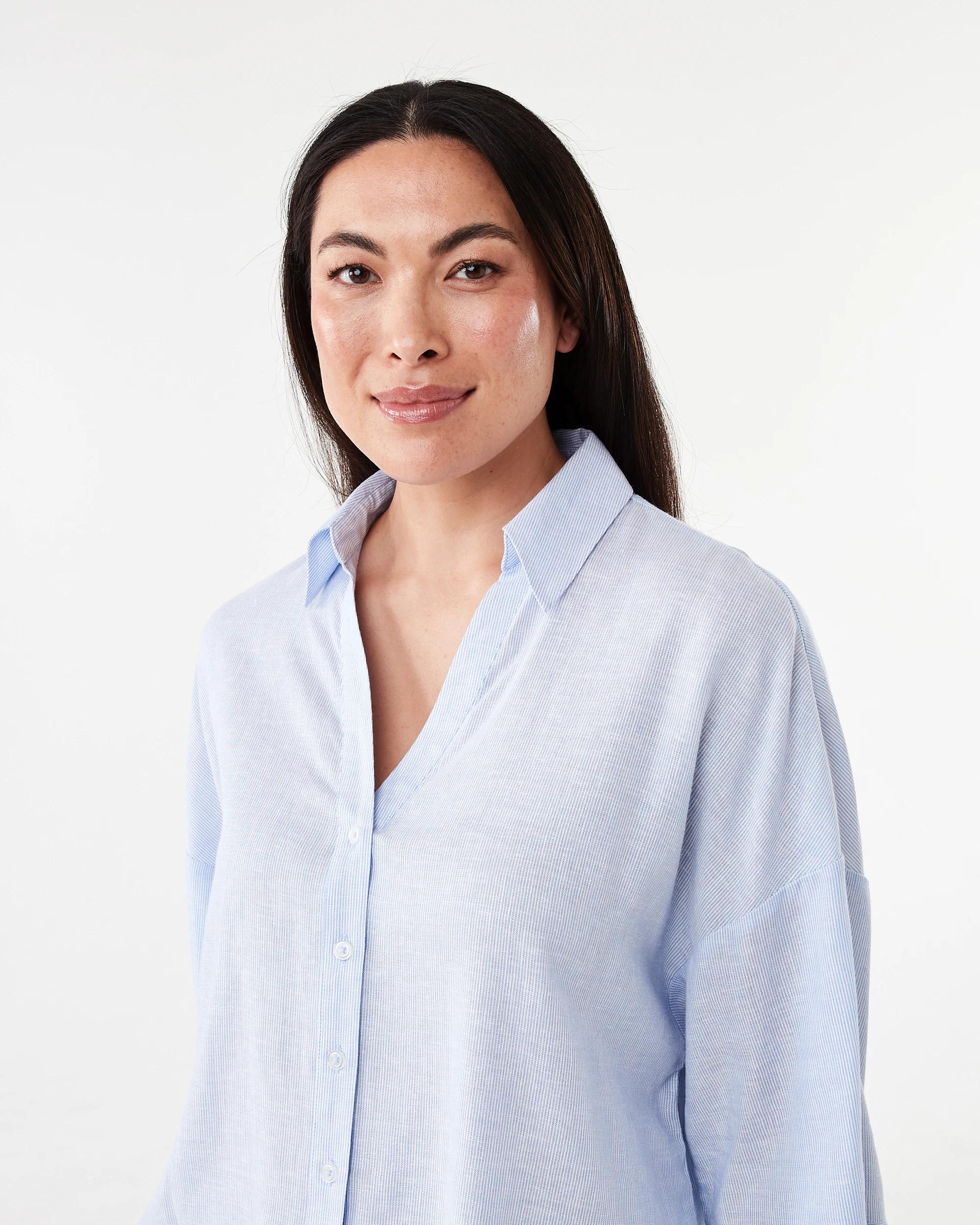 4 Long Sleeve V-Neck Dolman Shirt Bruni Blu, 4 of 8