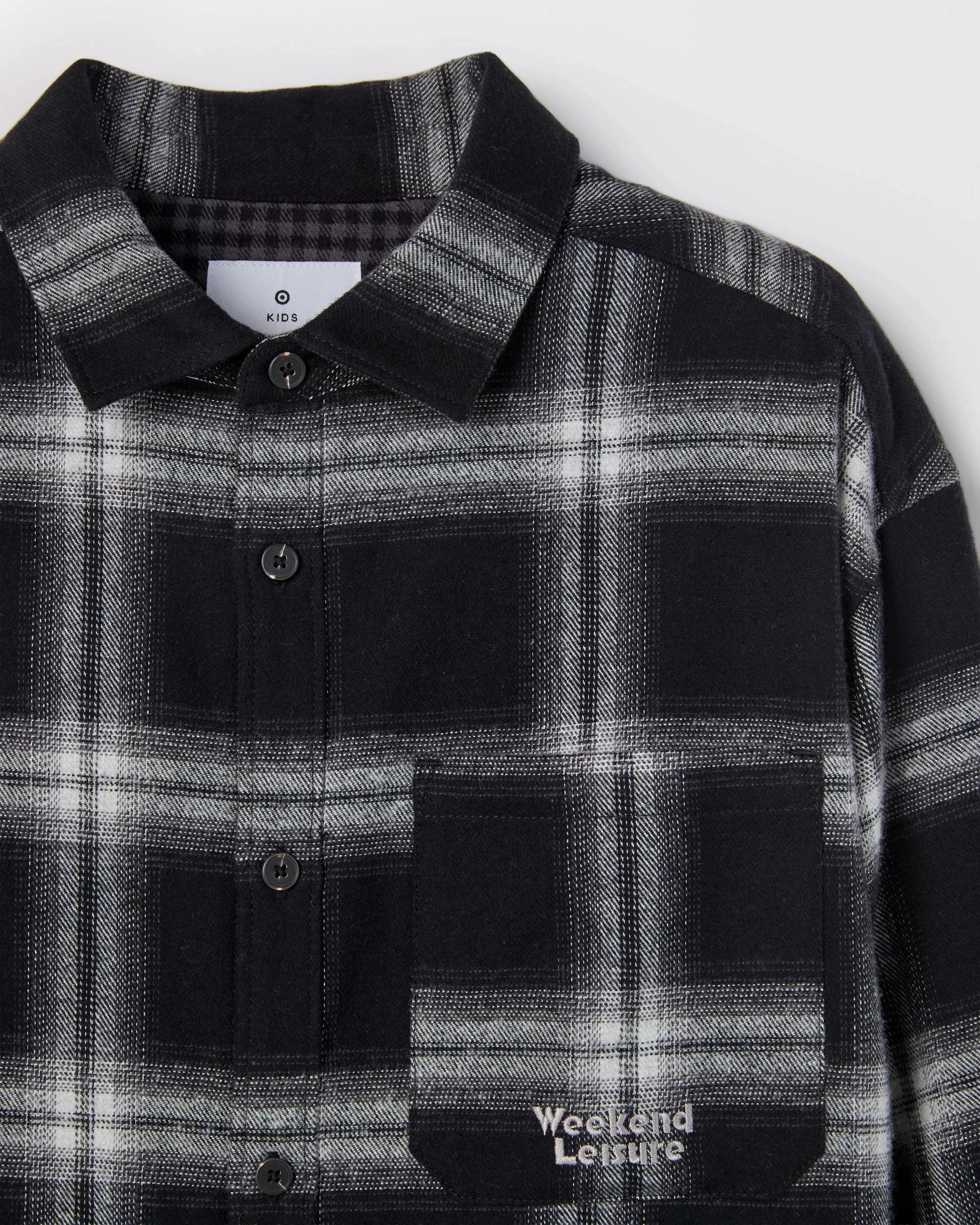 7 Target Kids Australian Cotton Long Sleeve Check Shirt BLACK, 7 of 7