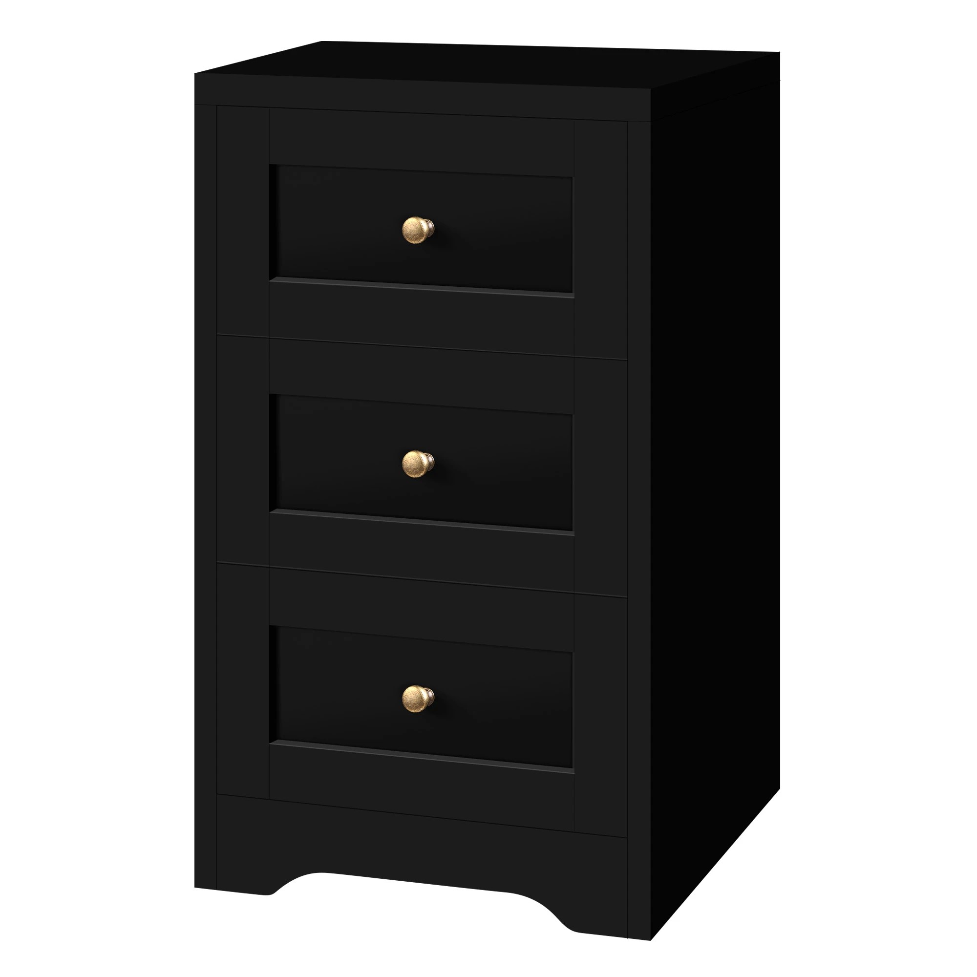 2 Alfordson Bedside Table Hamptons Storage Nightstand Side End Cabinet - Black, 2 of 10