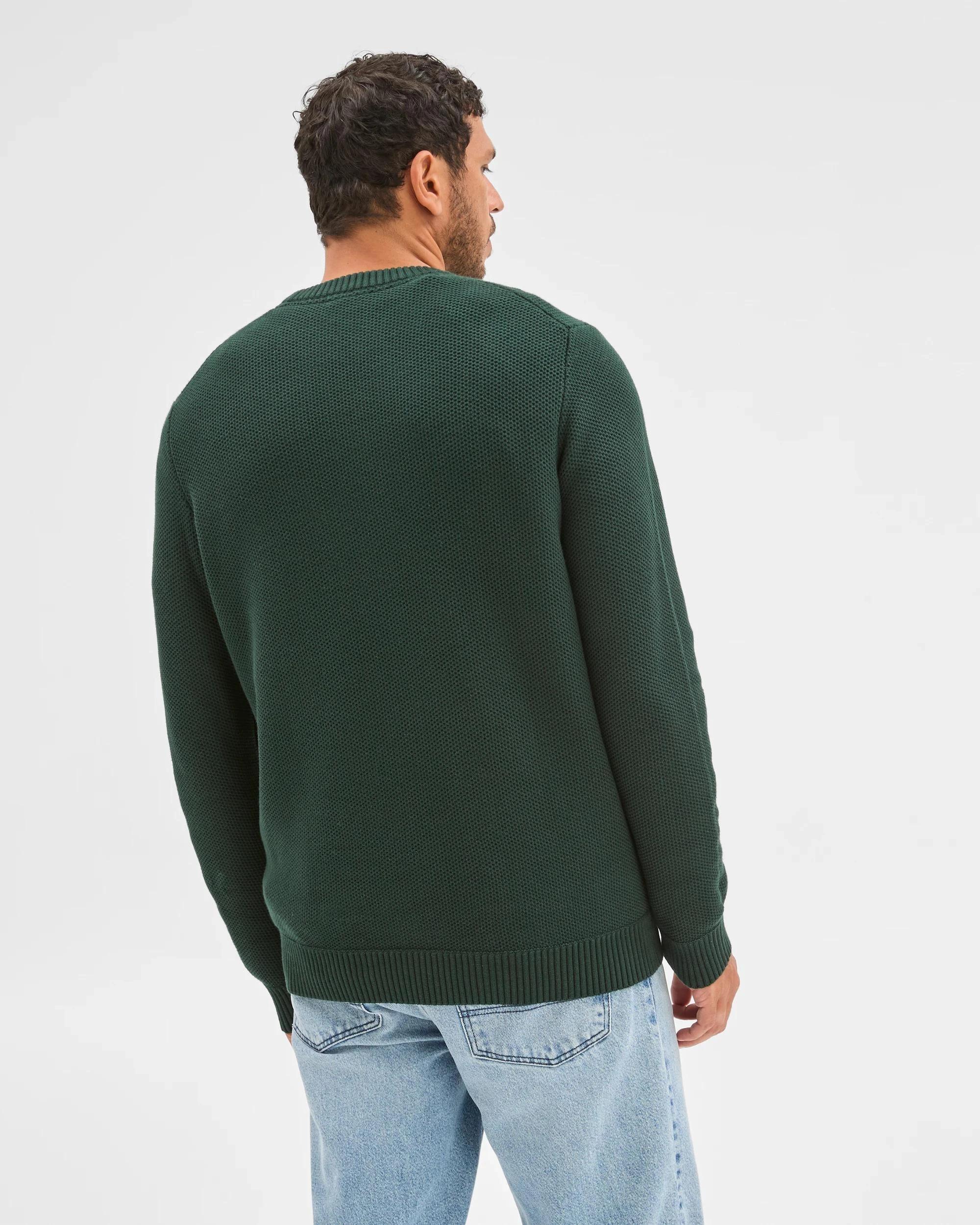 3 Target Man Australian Cotton Midweight Honeycomb Knit Sweater DARK GREEN, 3 of 6