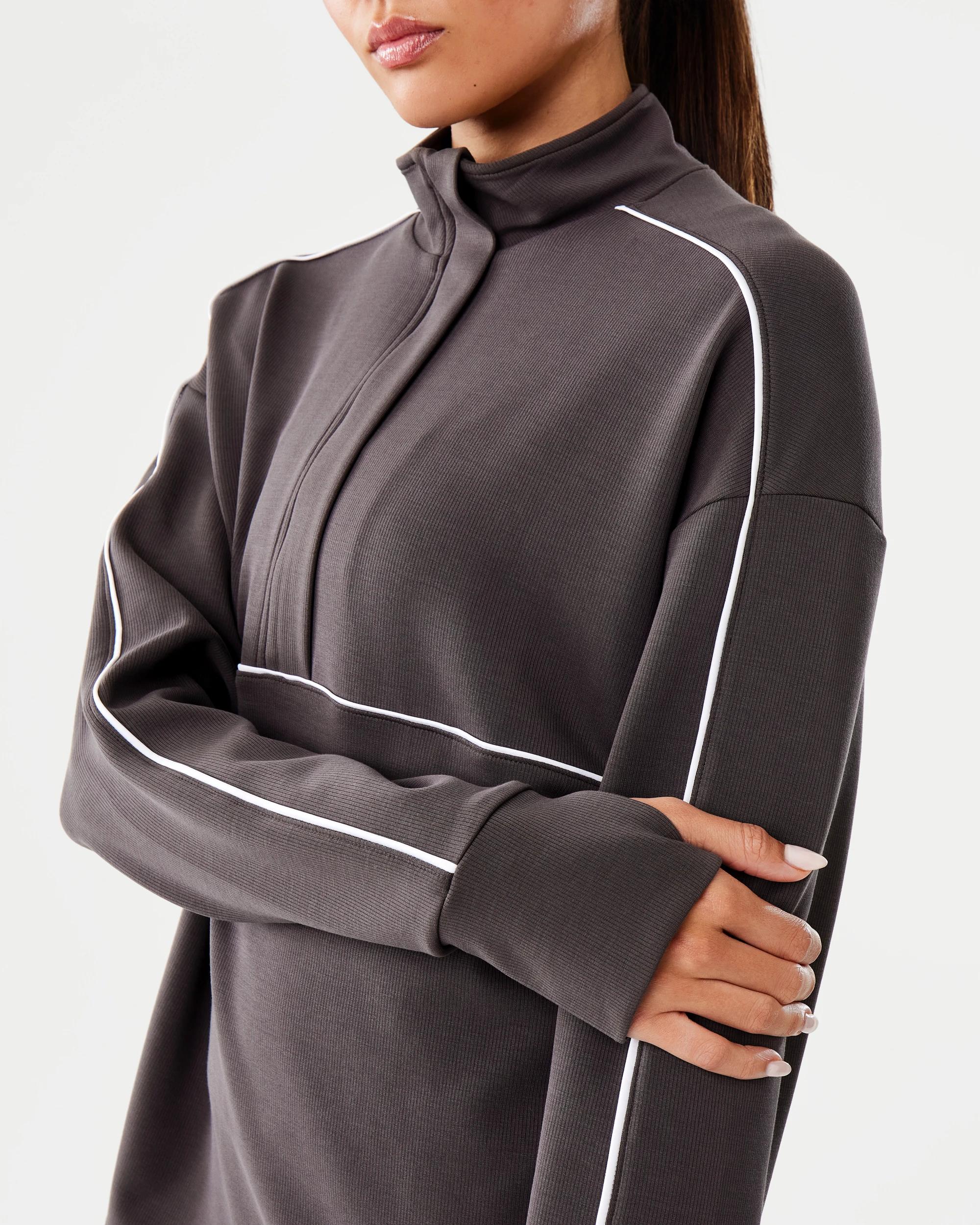7 Active Womens Ribbed Scuba Long Sleeve Top Espresso, 7 of 8