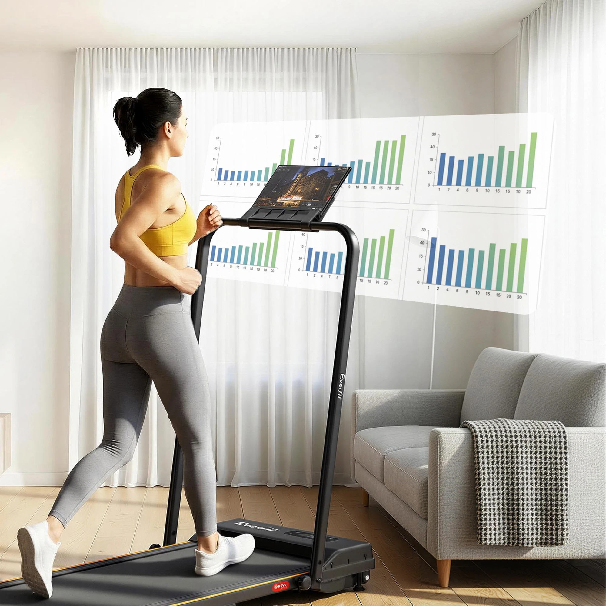 6 Everfit 3 in 1 Walking Pad Treadmill 12% Incline Under Desk Foldable Treadmills for Home 38cm - Multi, 6 of 9