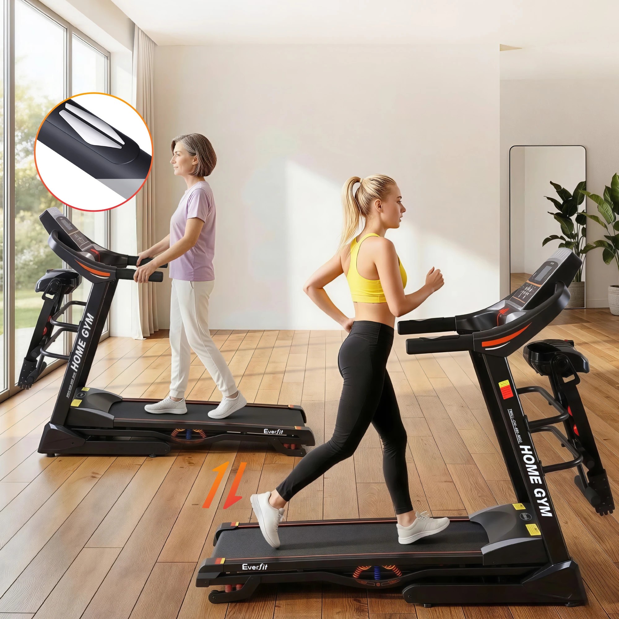 6 Everfit 5 in 1 Treadmill Electric Home Gym Fitness Exercise Machine w/ Massager 480mm, 6 of 10