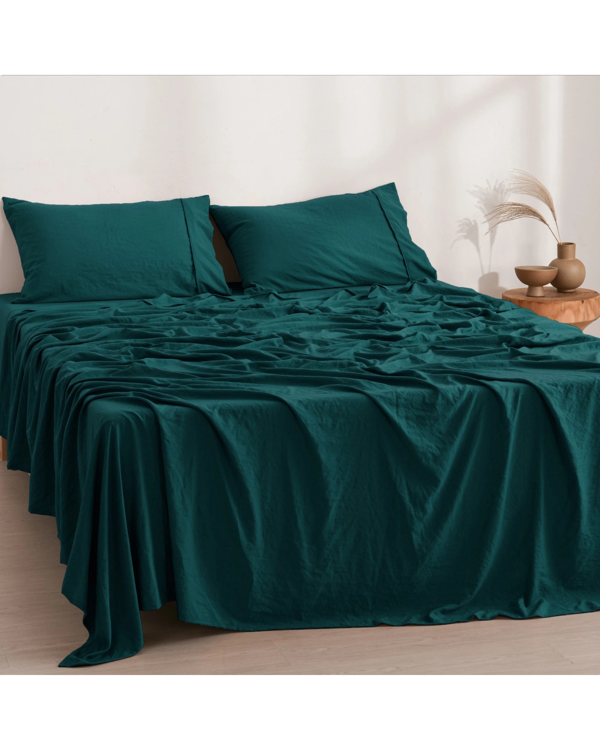 8 Dreamaker Superfine Washed Microfibre Sheet Set - King Single Bed - Teal, 8 of 10