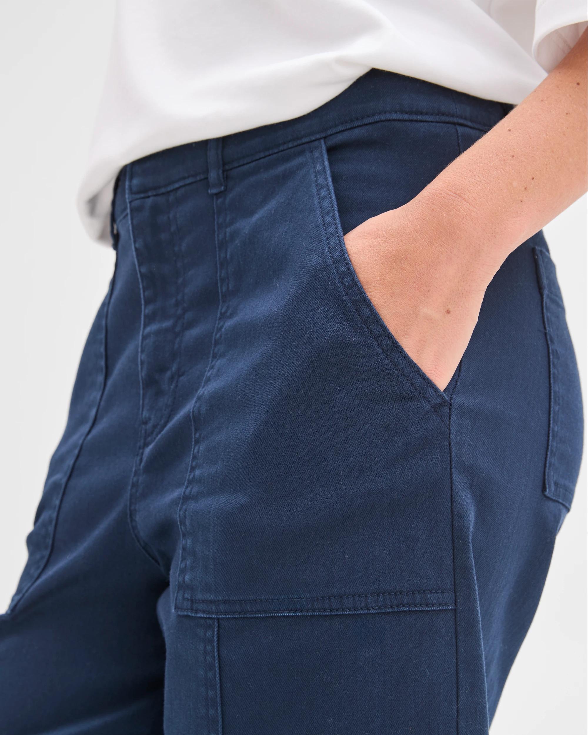 4 Target Woman Australian Cotton Blend Stretch Twill Wide Leg Pants NAVY, 4 of 7