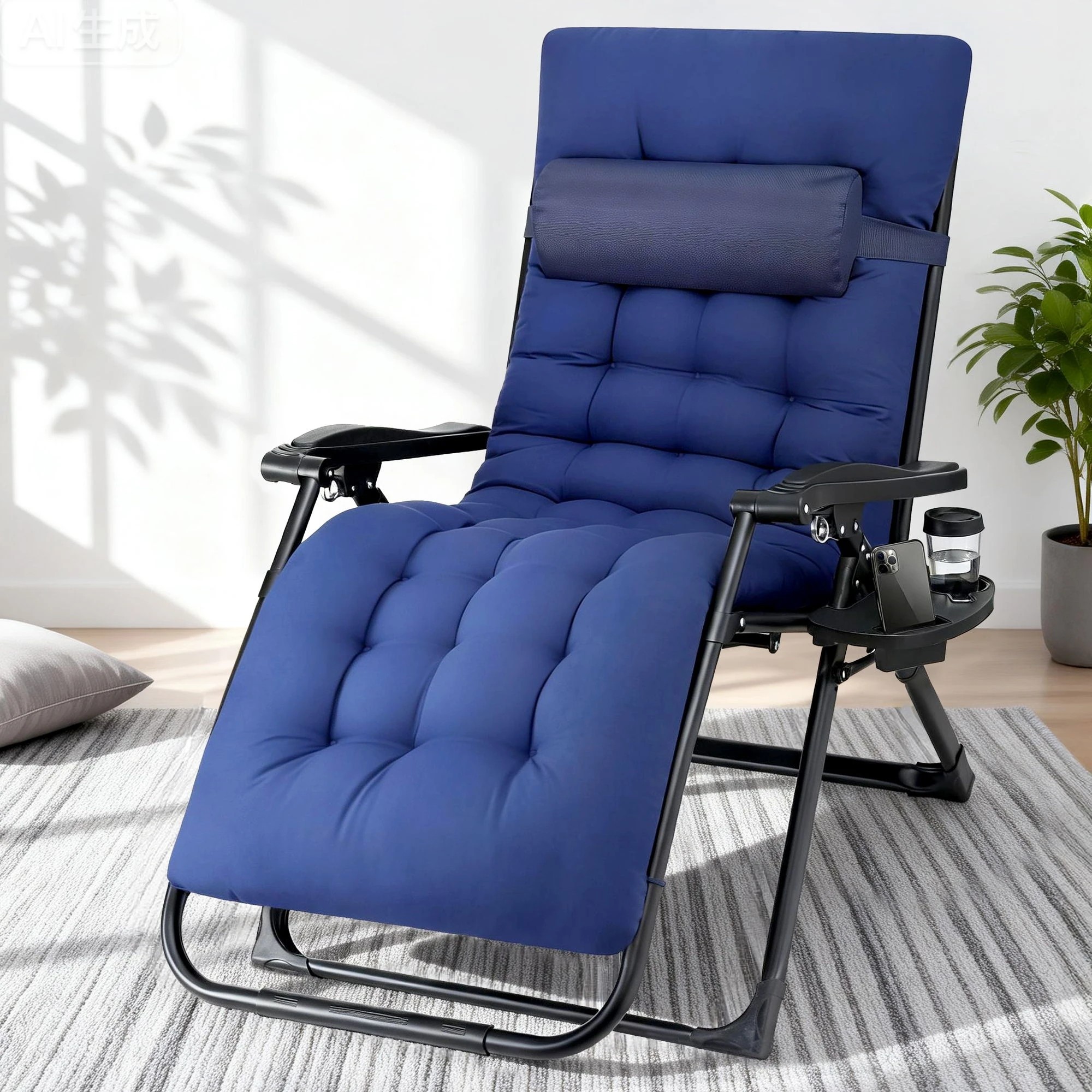 5 Gardeon Sun Lounge Lounger Folding Camping Zero Gravity Chair Outdoor Furniture - Blue, 5 of 5