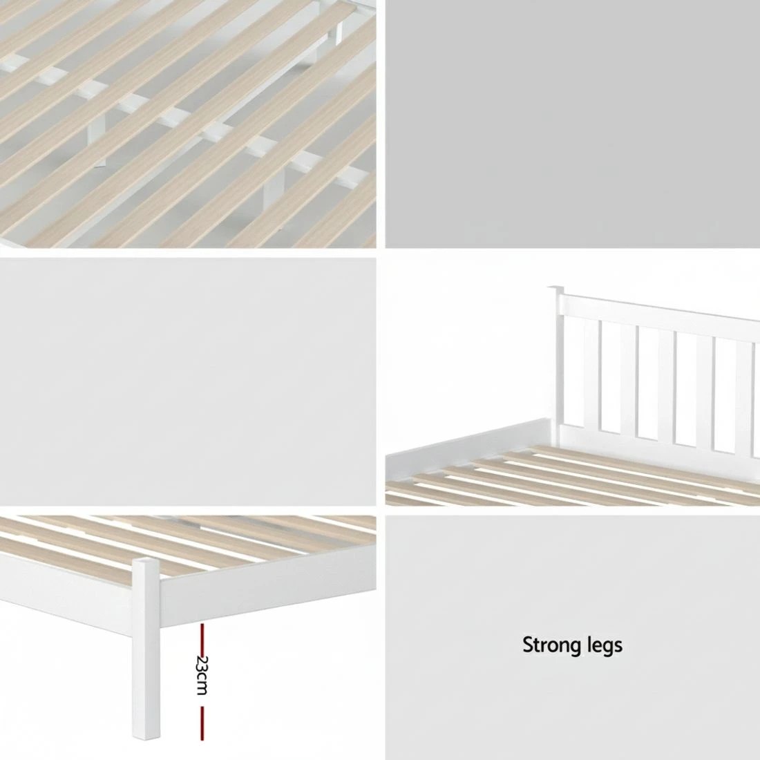6 Artiss Bed Frame Queen Size Wooden  SOFIE - White, 6 of 10