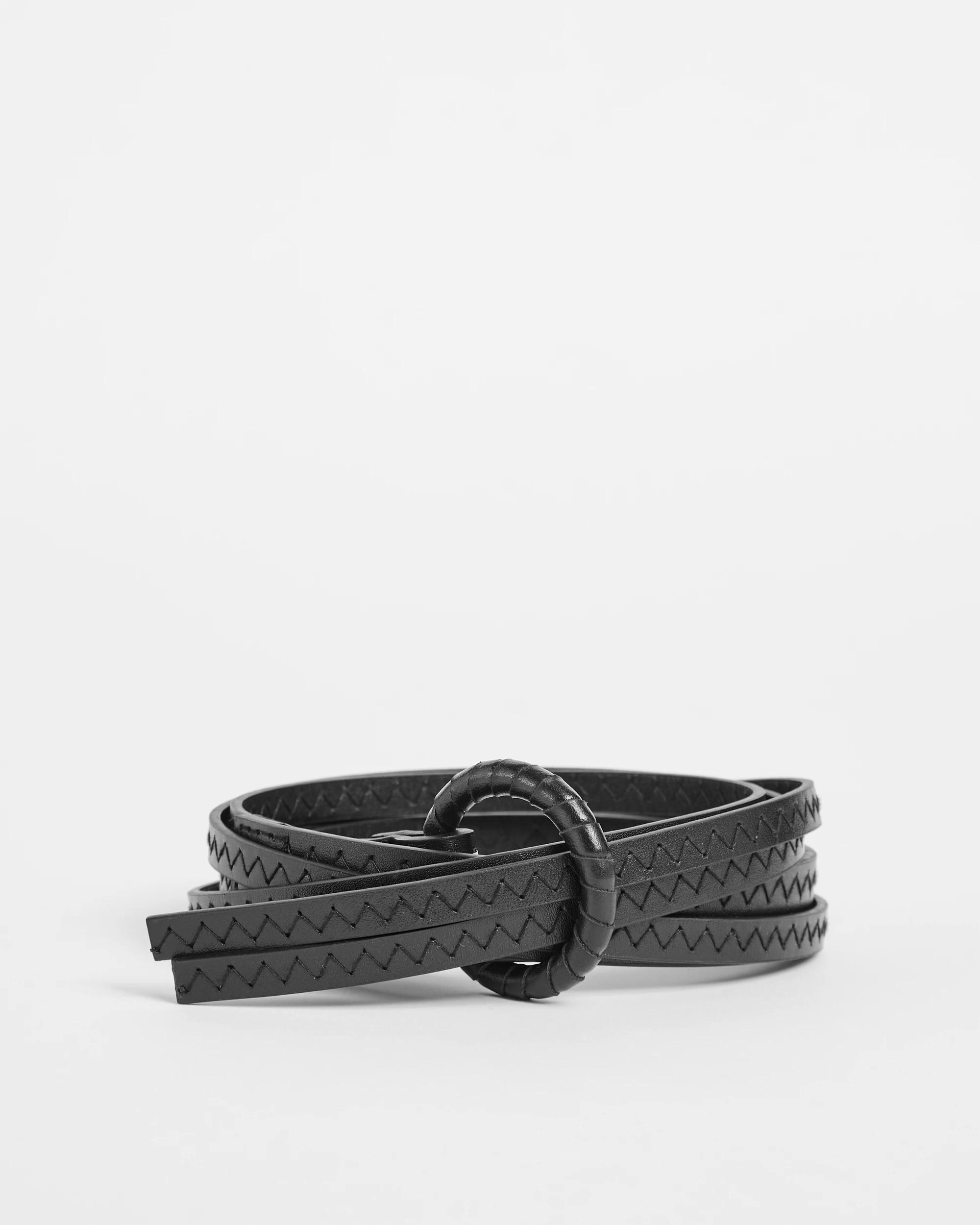 1 Target Woman Genuine Leather Tie Belt BLACK, 1 of 3
