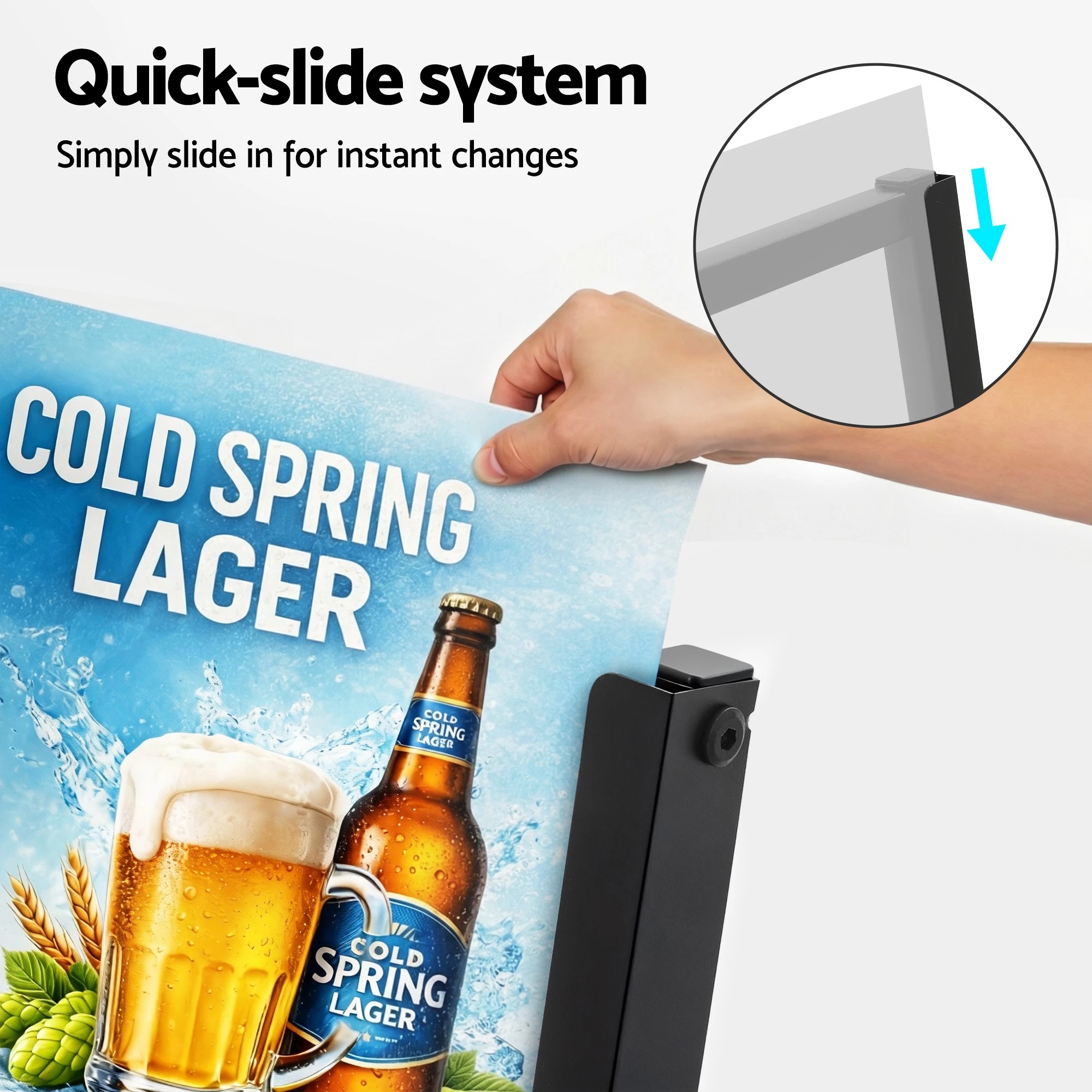 3 A1 Frame Sign Stand Single Sided Poster Display Board Outdoor Advertising 60x90cm - Black, 3 of 7