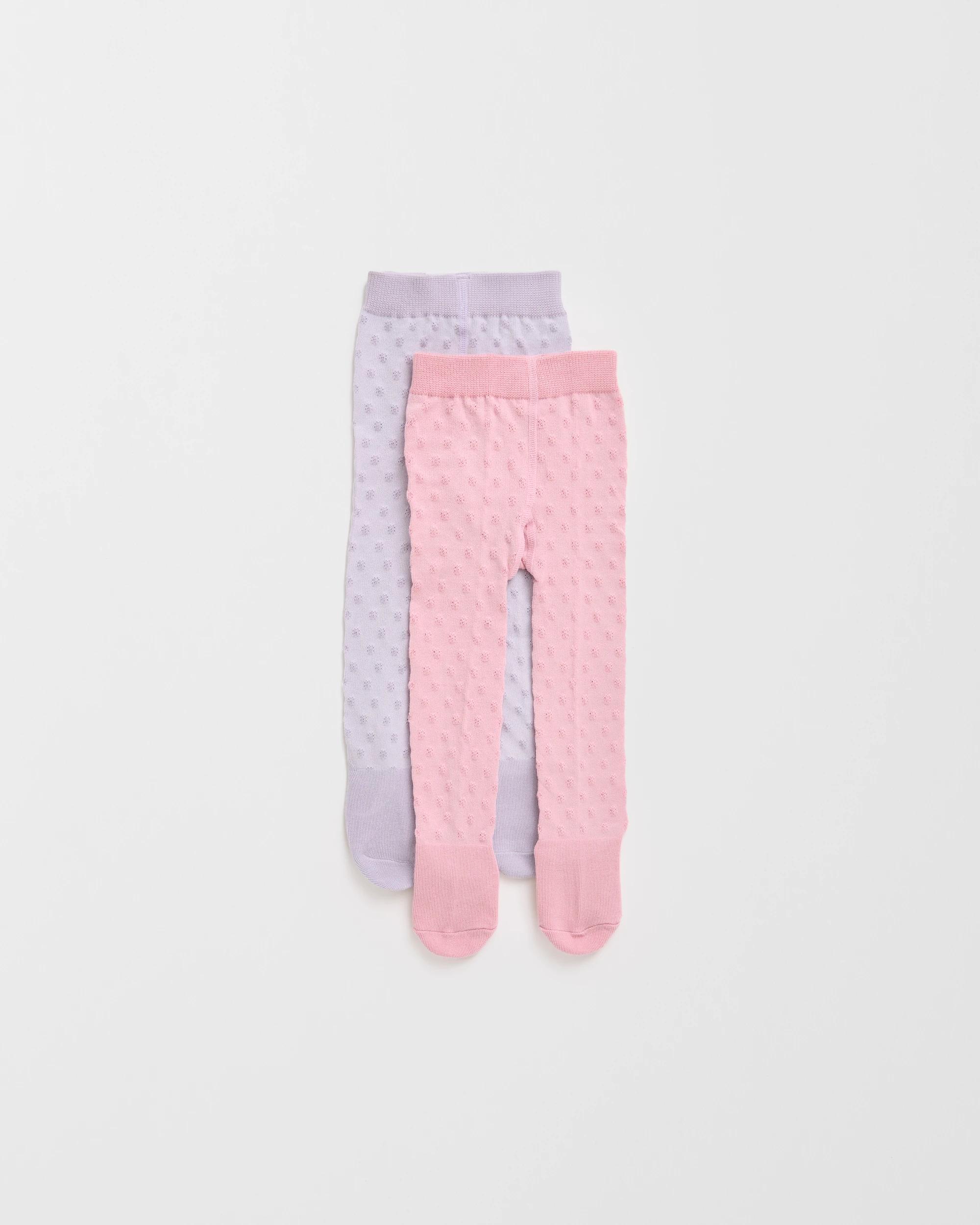 1 Maxx Baby Australian Cotton Blend 2 Pack Jacquard Spot Tights , 1 of 3