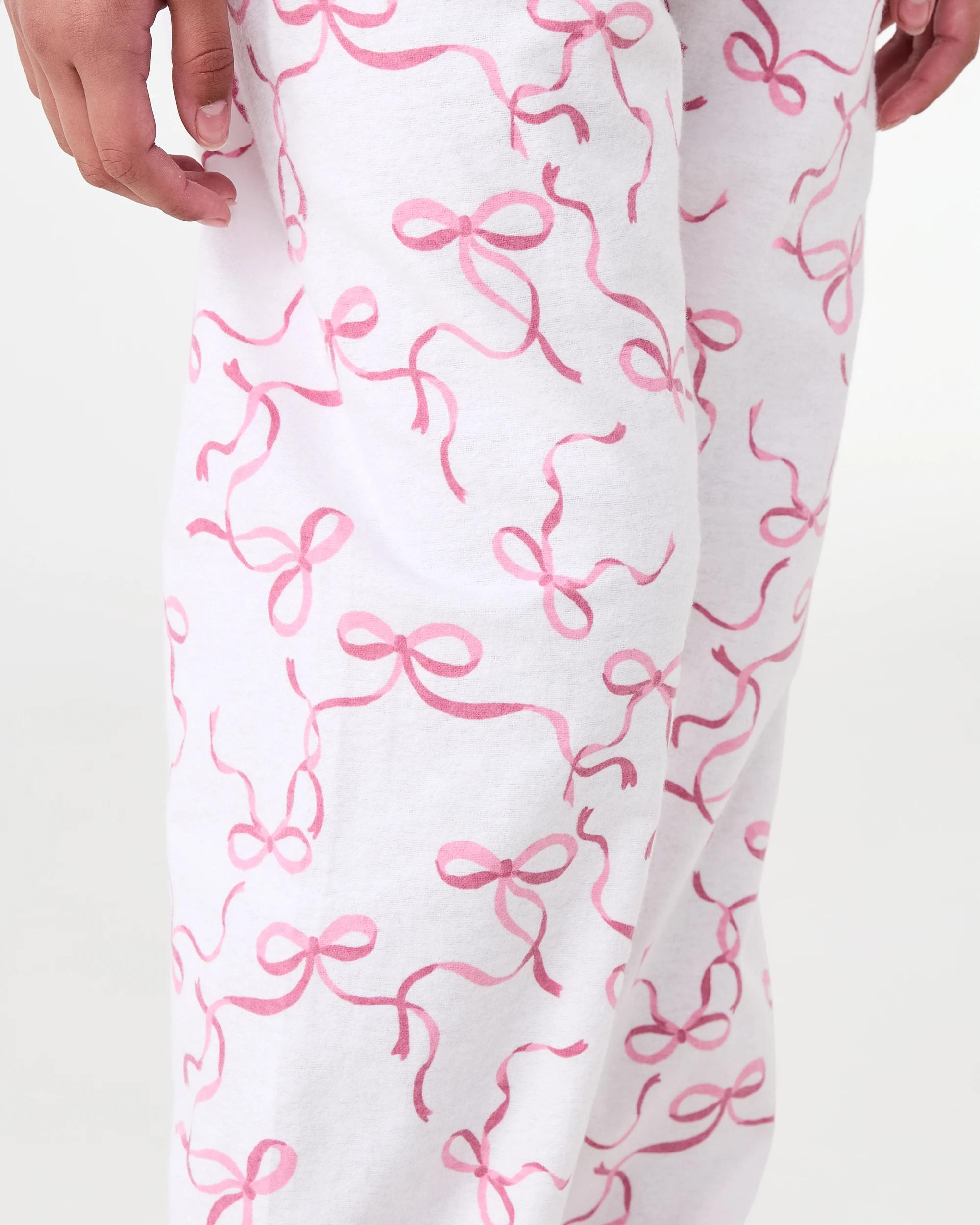 6 Flannel Pyjama Set Pnk Bows, 6 of 10