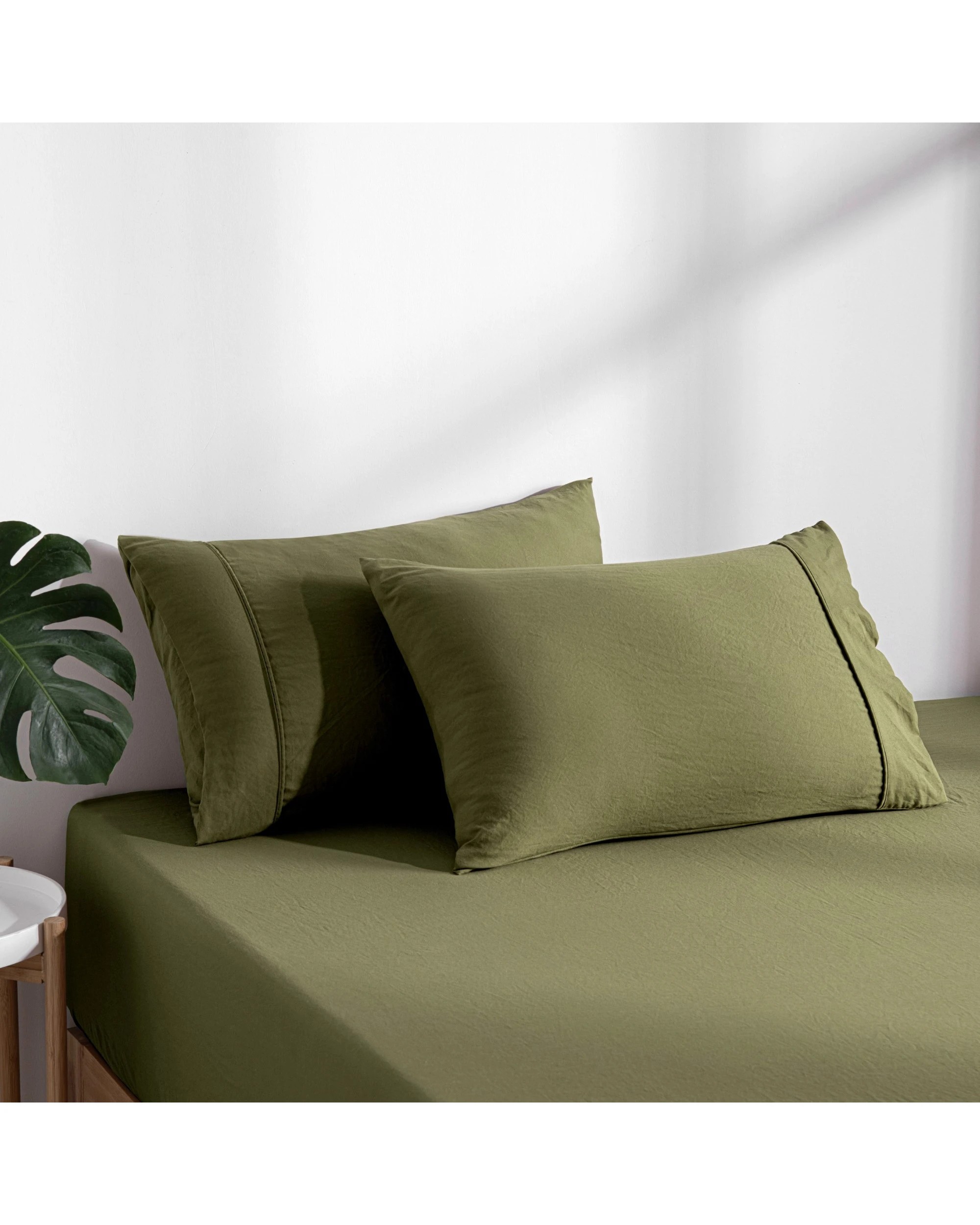 3 Dreamaker Superfine Washed Microfibre Combo Fitted Sheet Set - King Bed - Olive, 3 of 8