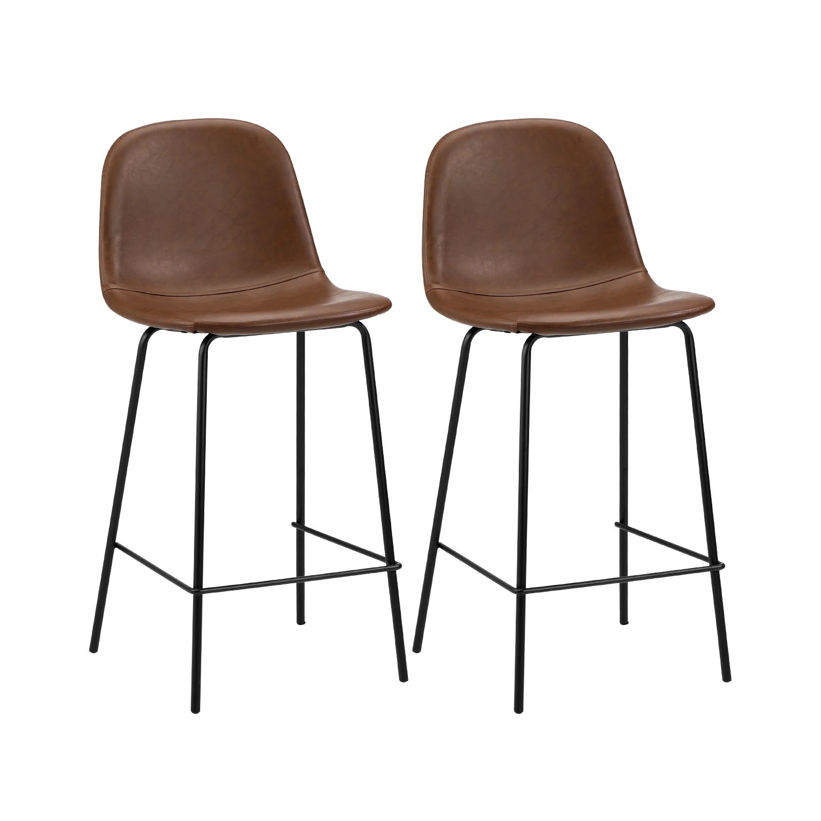 1 Oikiture 2x Bar Stools Barstool - Brown, 1 of 9