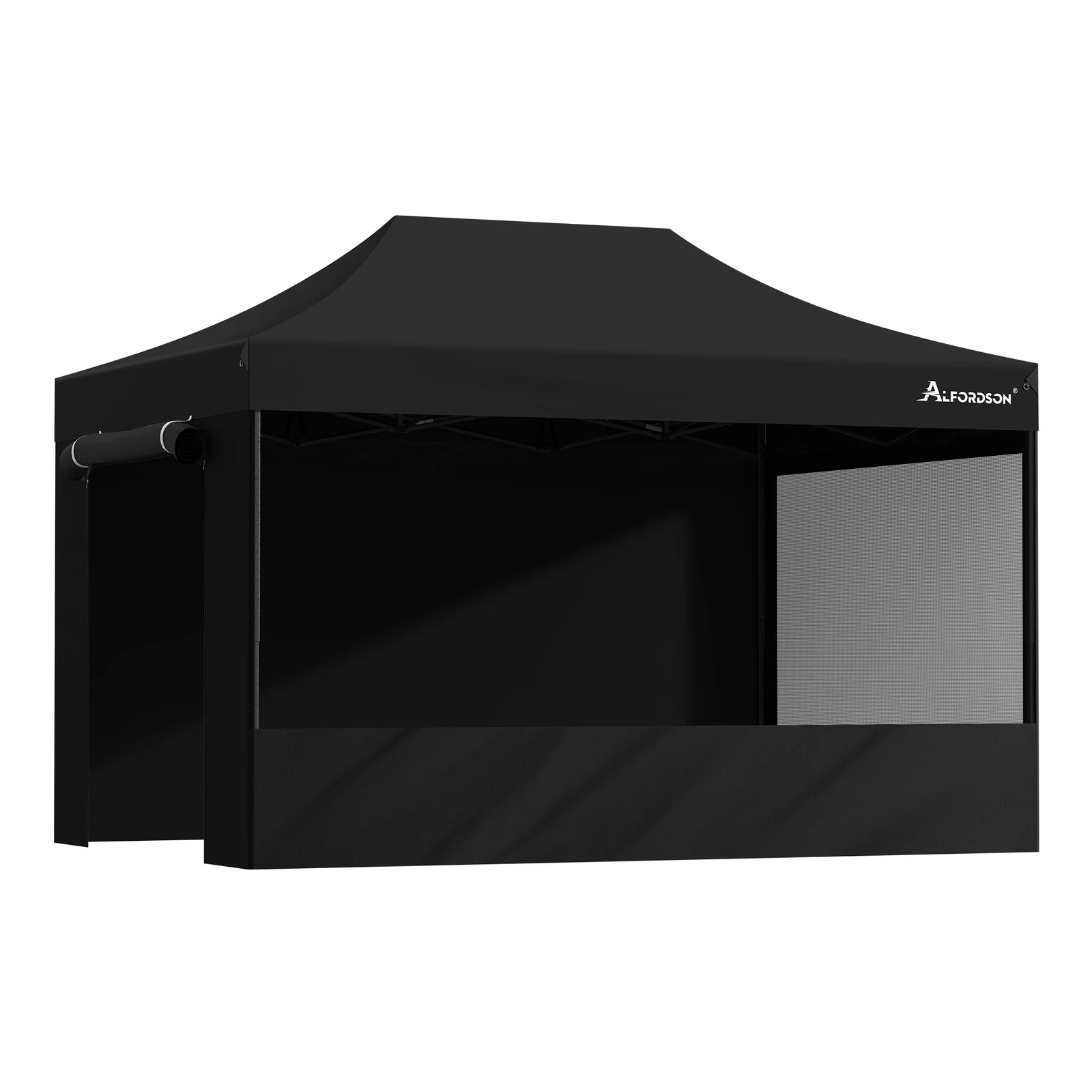 1 Alfordson Gazebo 4.5x3m Pop Up Marquee 600D Oxford Folding Camping Tent - Black, 1 of 10