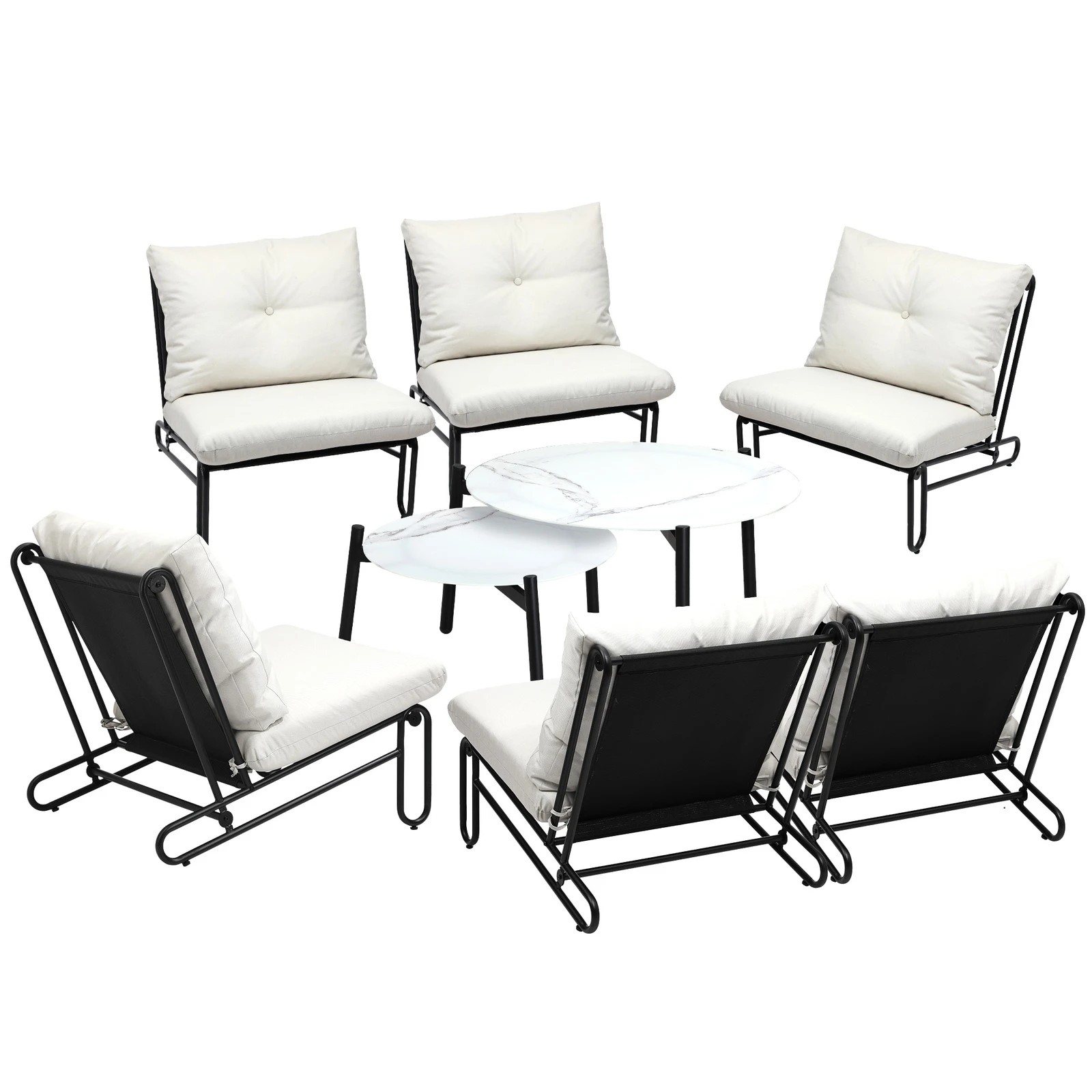 7 Livsip Outdoor Sofa Set 8 Piece Garden Patio Lounge Setting Table Chairs - Beige, 7 of 9