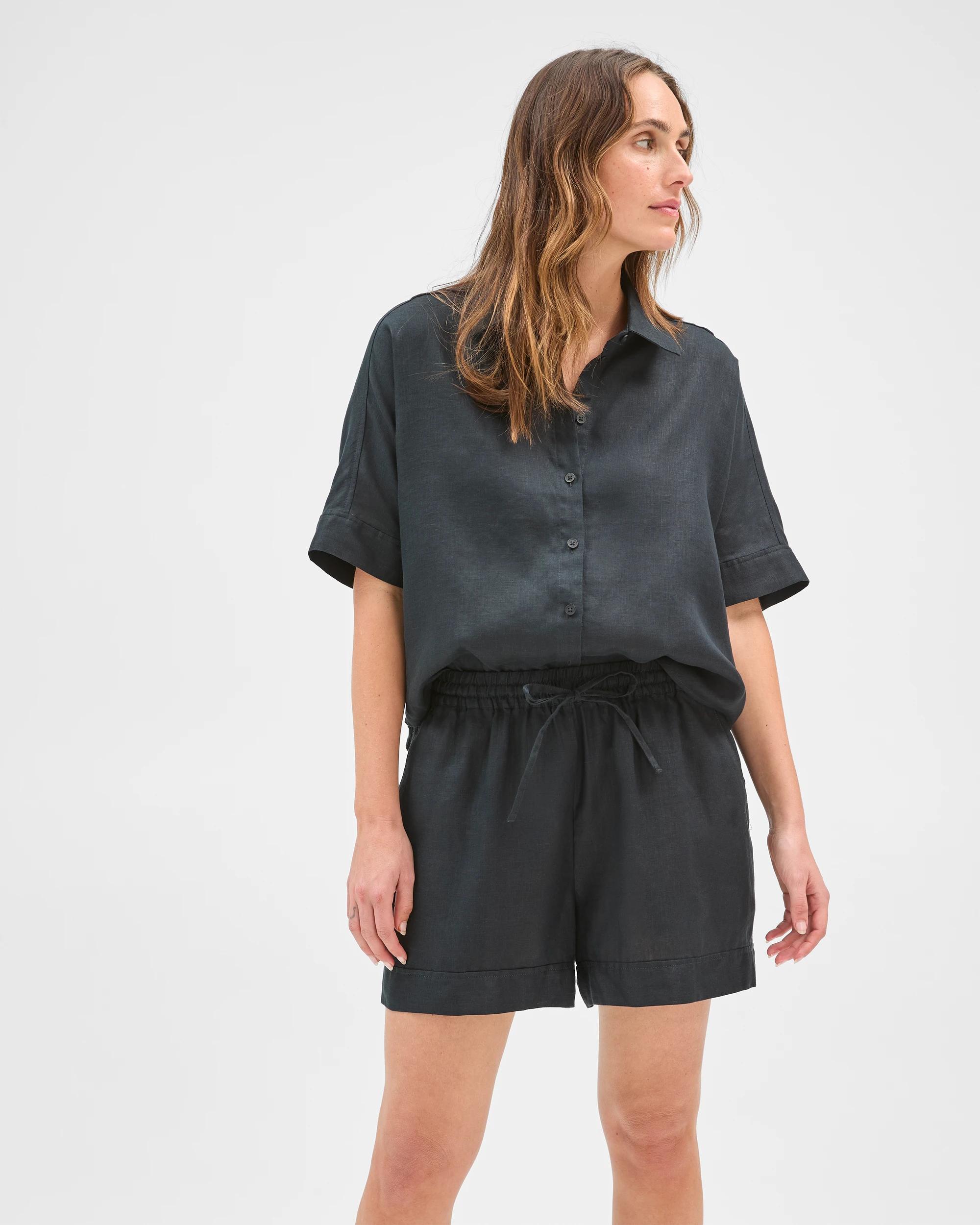 3 Target Woman European Linen Pull On Shorts BLACK, 3 of 8