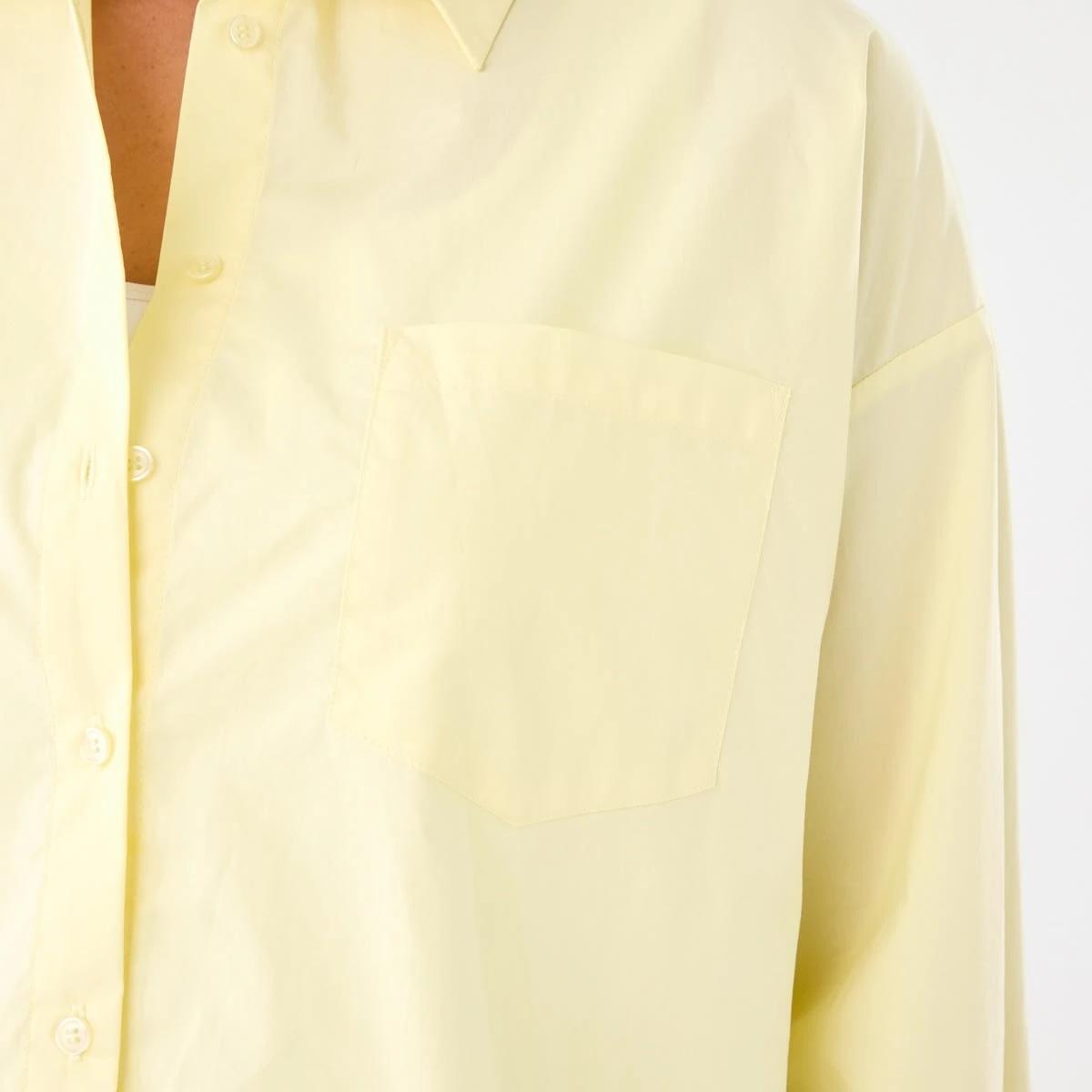 6 Long Sleeve Oversized Cotton Shirt Fln Yellow, 6 of 7