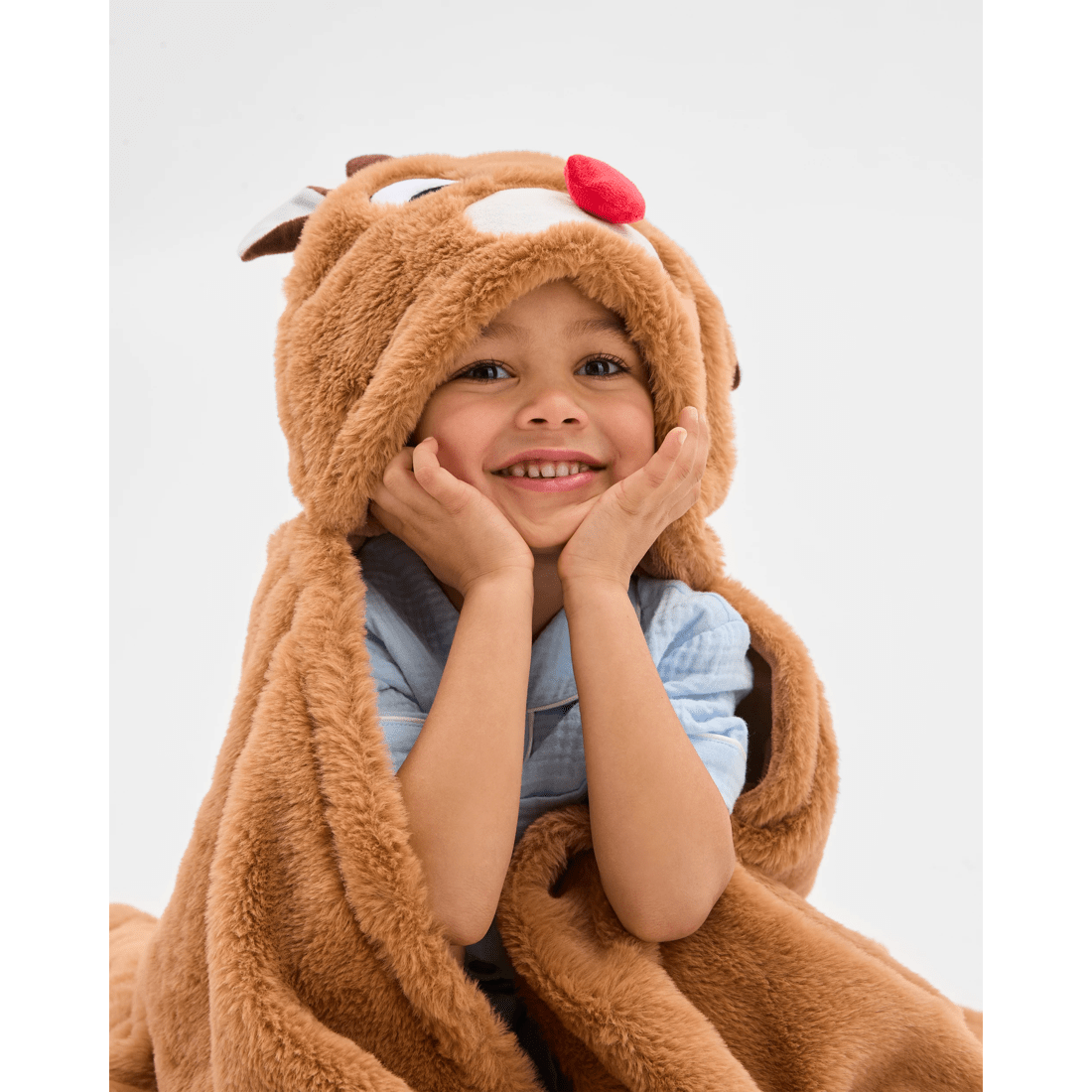 5 Target Rudolph Christmas Hooded Blanket Throw
 - Queen Bed
 - Brown, 5 of 6