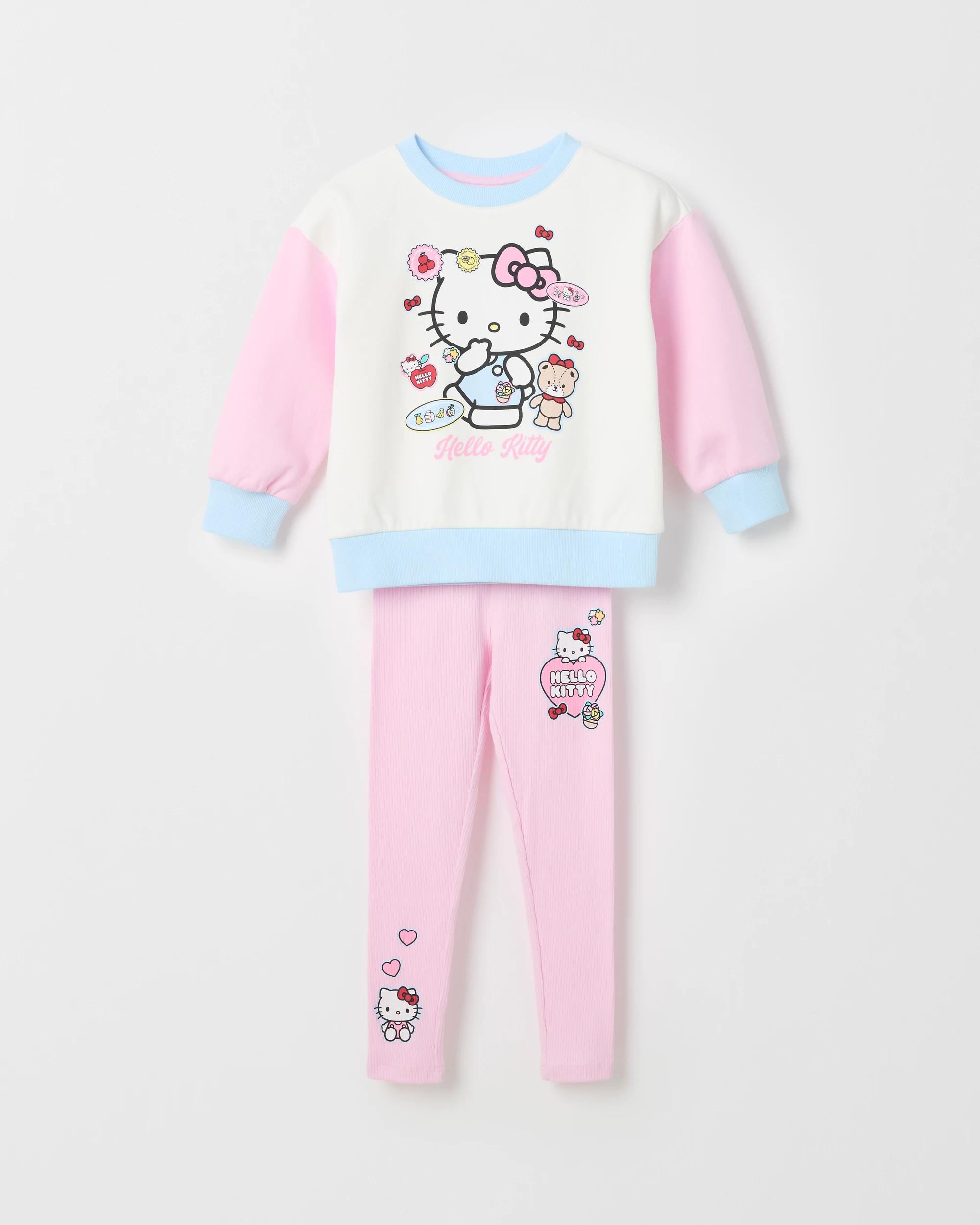 1 Hello Kitty Sweat Top & Flare Pants Set COLOUR BLOCK/PINK, 1 of 3