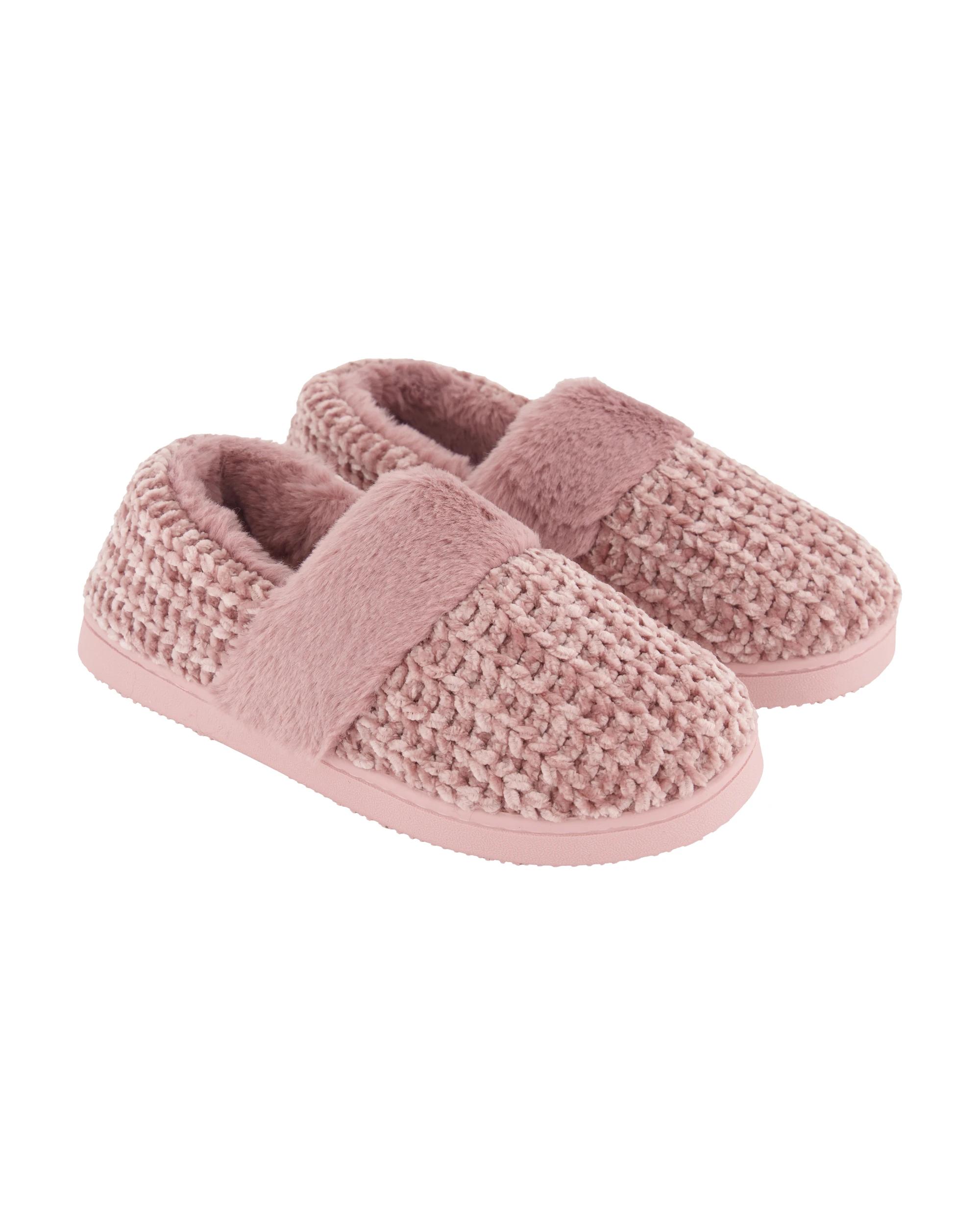 1 Comfort Knit Slippers Rose, 1 of 3