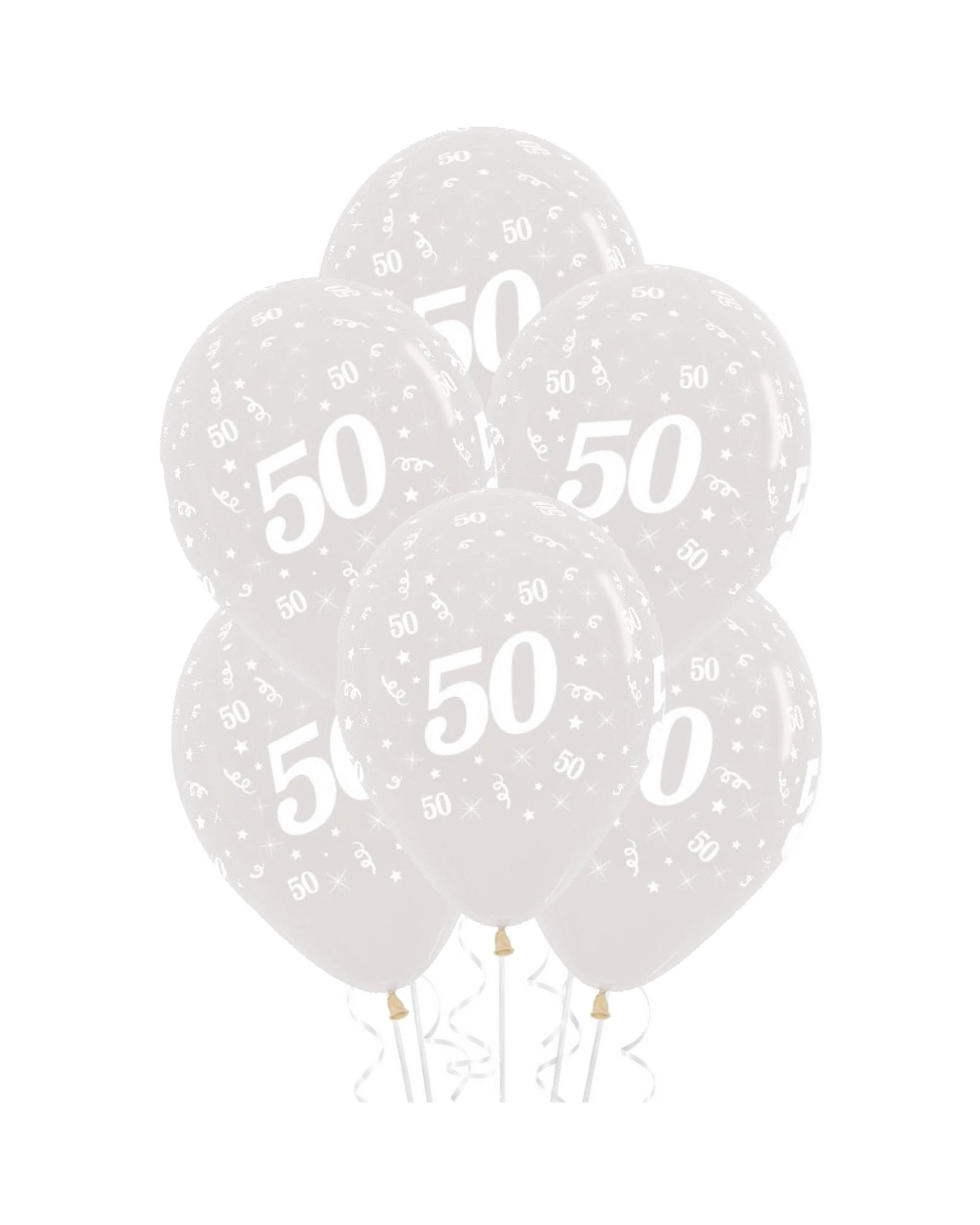 1 Sempertex 50th Jewel Crystal Clear Balloons Pack of 6 - Clear, 1 of 2