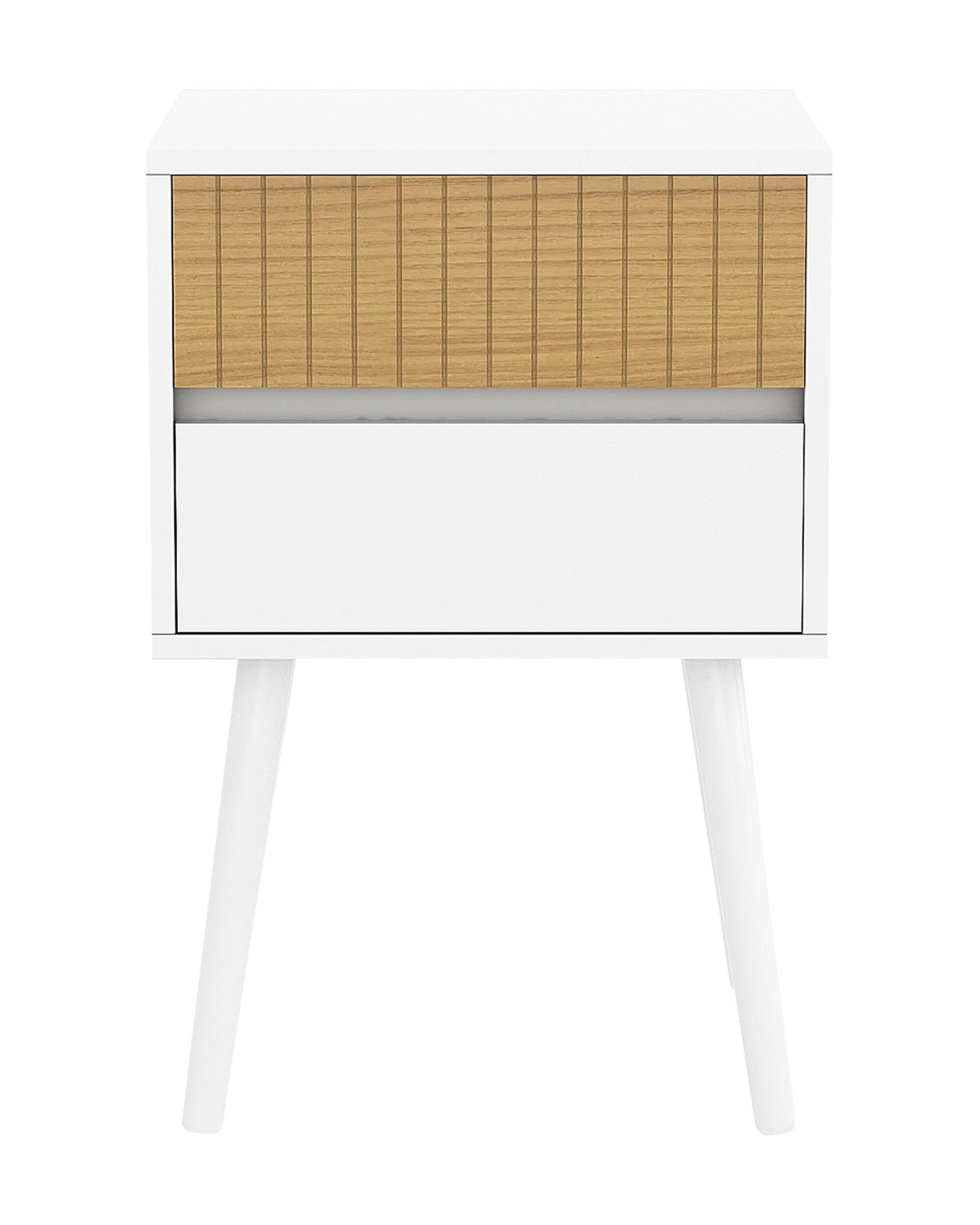 2 Sarantino Clio Bedside Table Night Stand - White Natural, 2 of 9