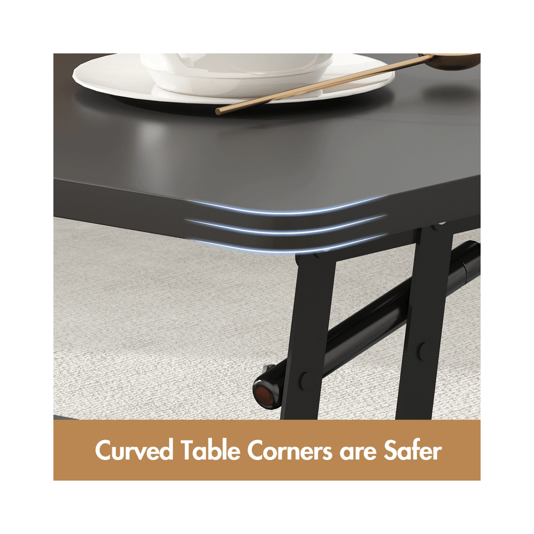 8 Advwin Lift up Top Coffee Table with Hidden Storage & Drawers RGB LED Lights Wooden Tea Table Black, 8 of 9