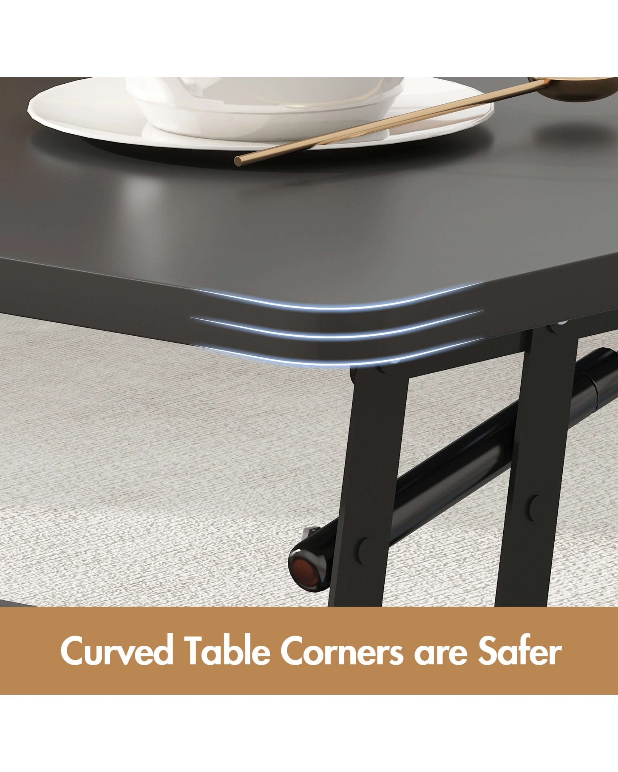 8 Advwin Lift up Top Coffee Table with Hidden Storage & Drawers RGB LED Lights Wooden Tea Table Black, 8 of 9