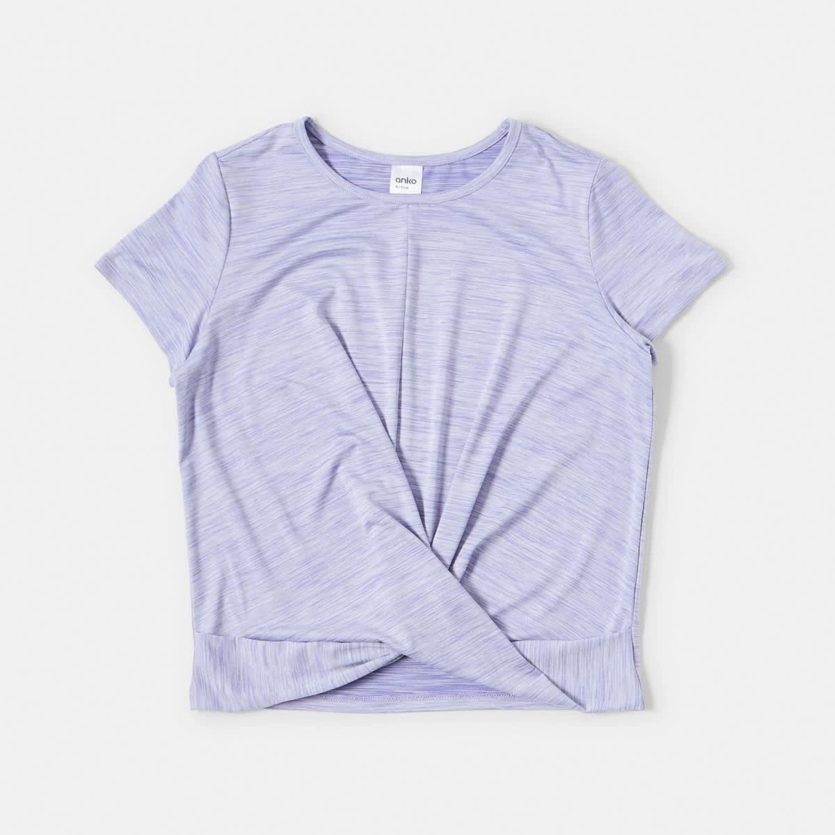 8 Active Kids Twist Front T-shirt Purp Marle, 8 of 9