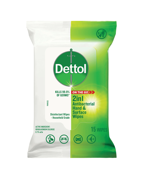 Dettol 15 Pack 2-in-1 Anti-Bacterial Wipes