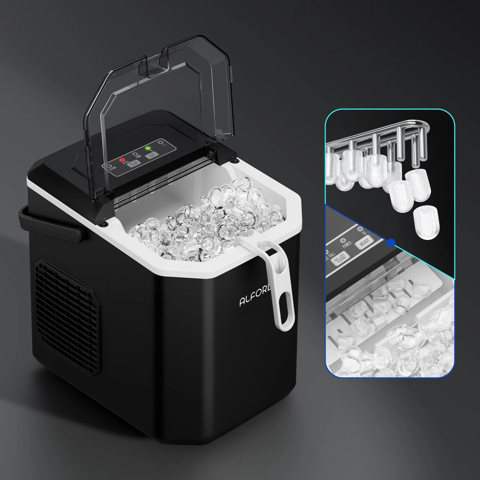 7 Alfordson Portable Ice Maker Machine Bar Countertop 12kg With Handle - Black, 7 of 10