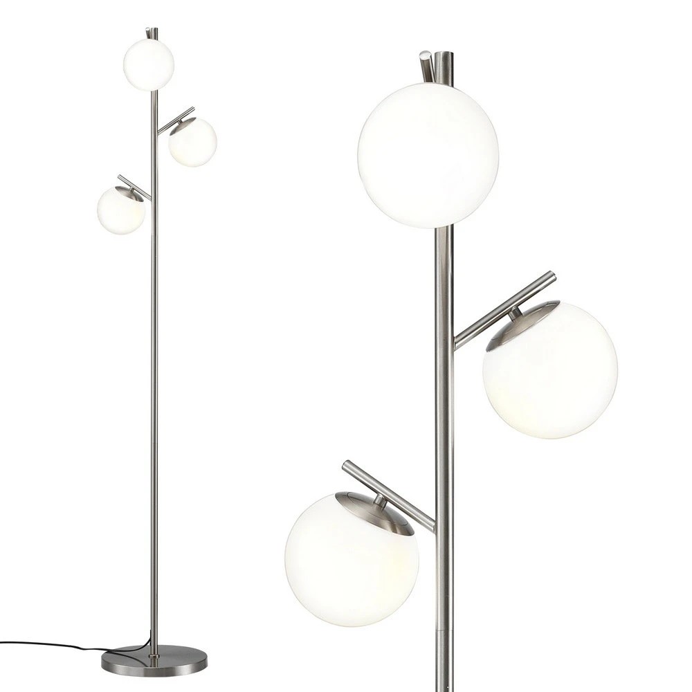 1 Artiss 3-Light Tree Floor Lamp 165cm Tall Standing Light with Sphere Glass Shades for Modern Homes - Silver - Silver, 1 of 6