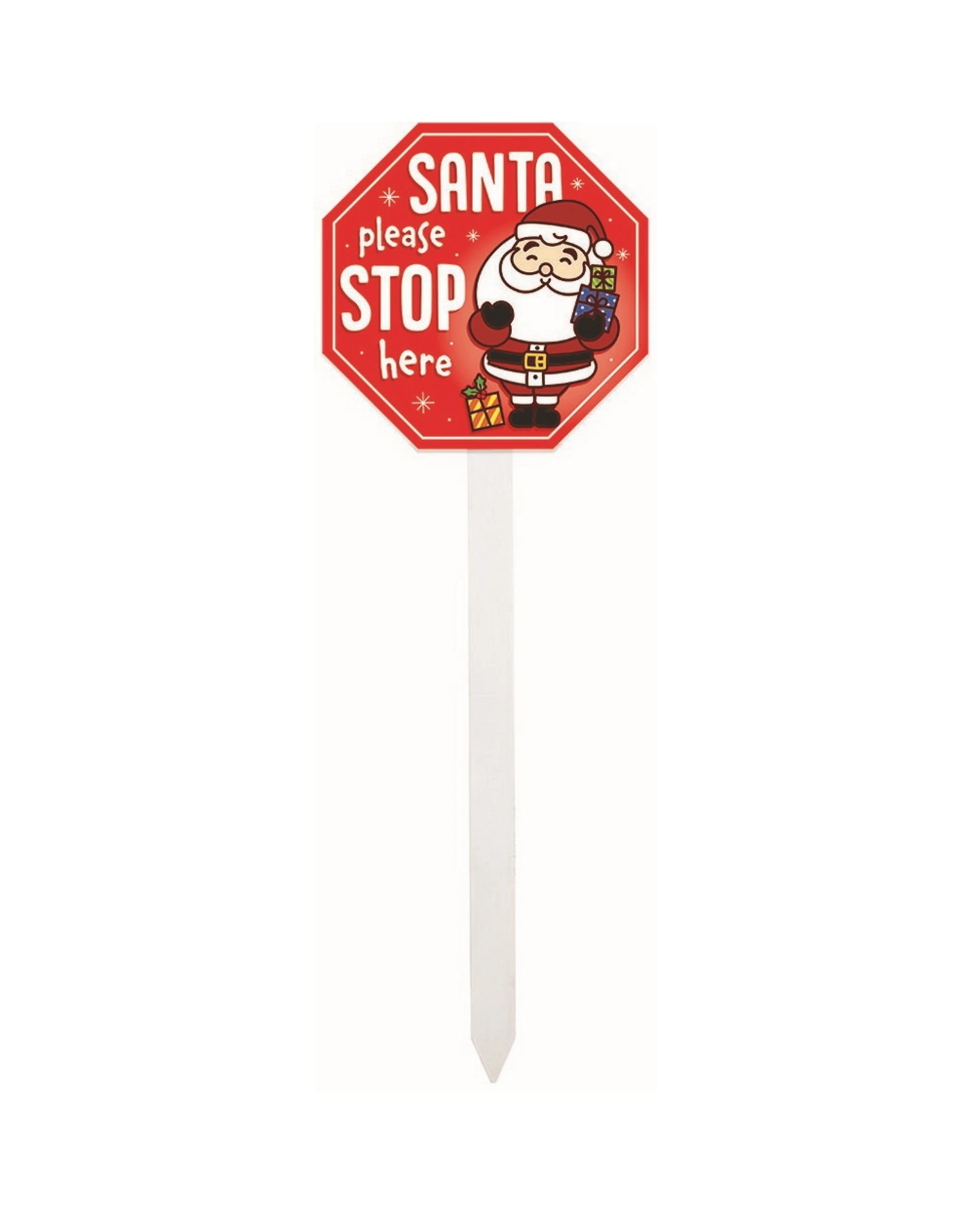 1 Artwrap Santa Please Stop Here Christmas Yard Sign 60cm - Multi, 1 of 1
