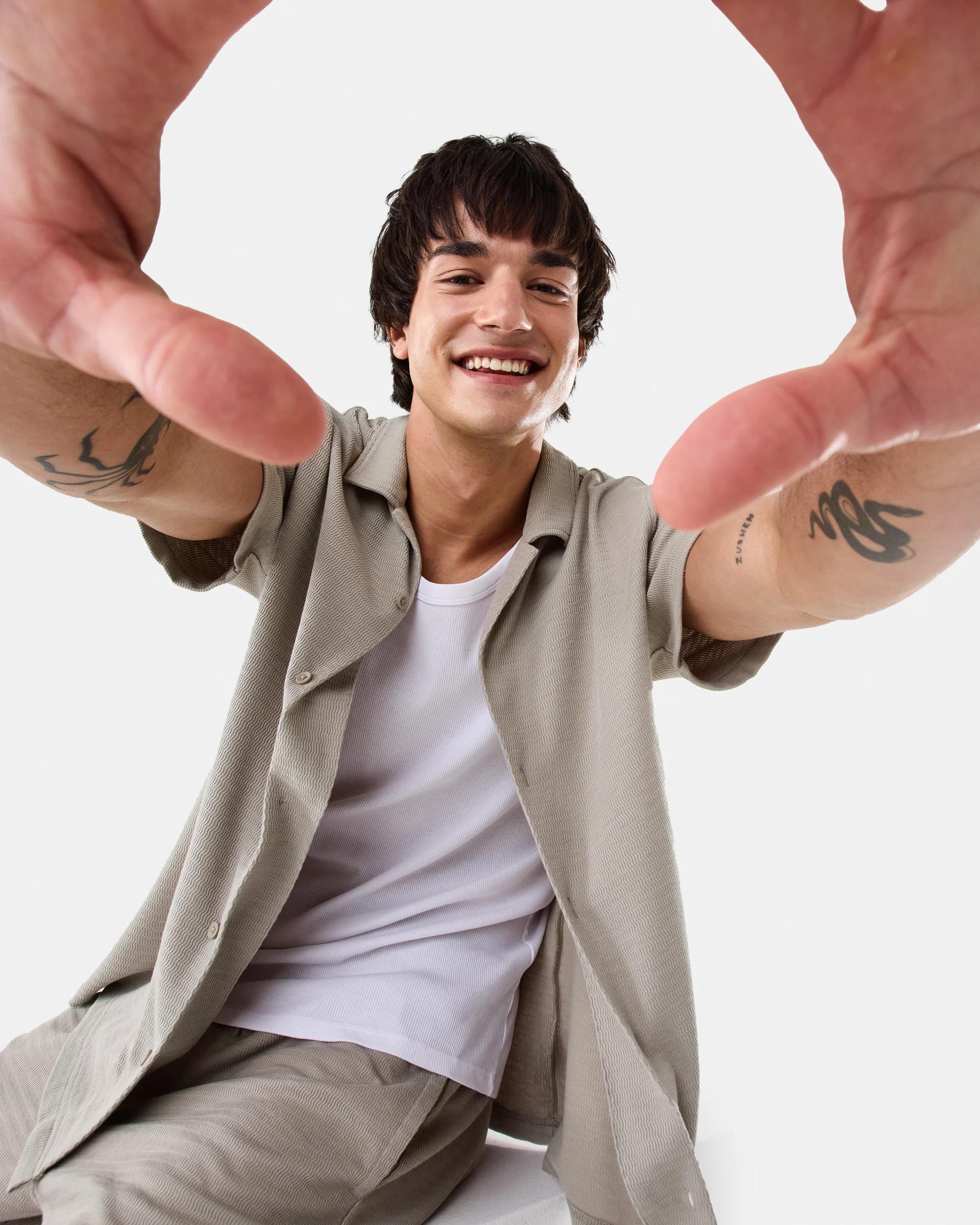 9 Short Sleeve Textured Shirt Bge Khaki, 9 of 10