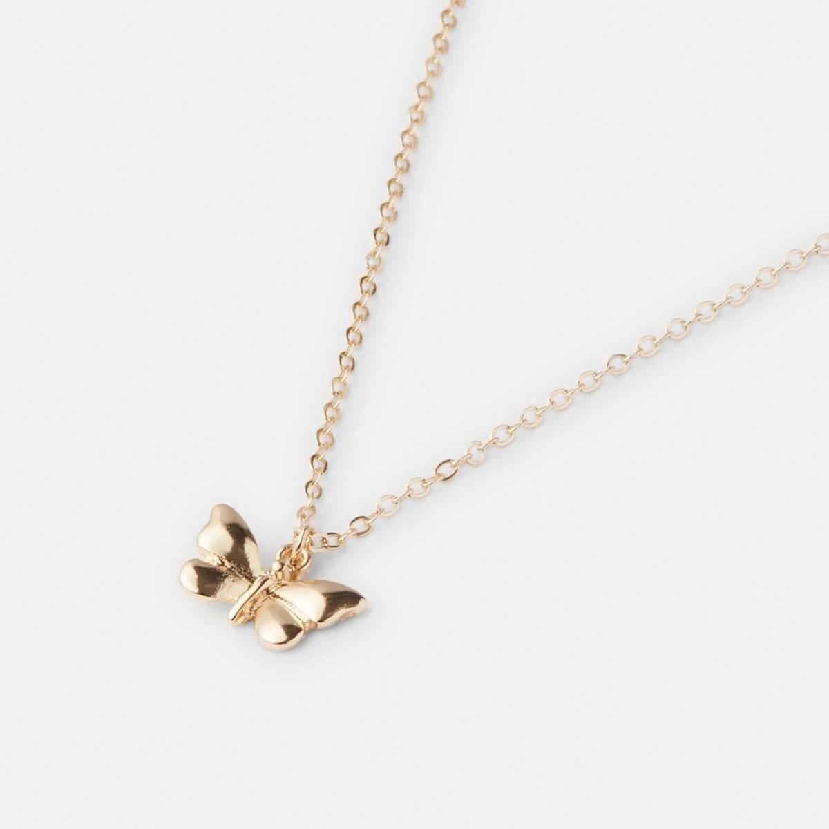 1 Butterfly Pendant Necklace - Gold Tone Gold, 1 of 4