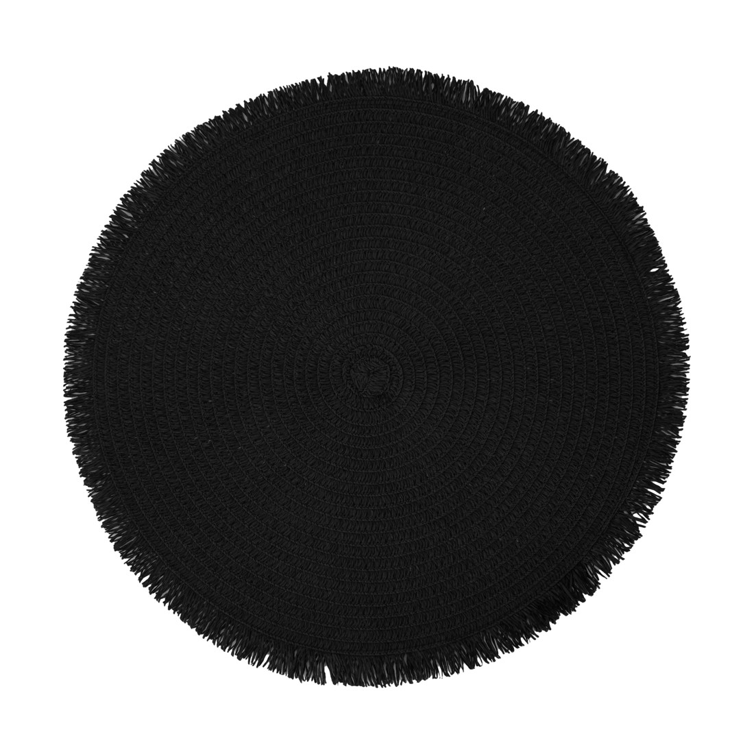 1 Black Round Fringe Placemat, 1 of 3