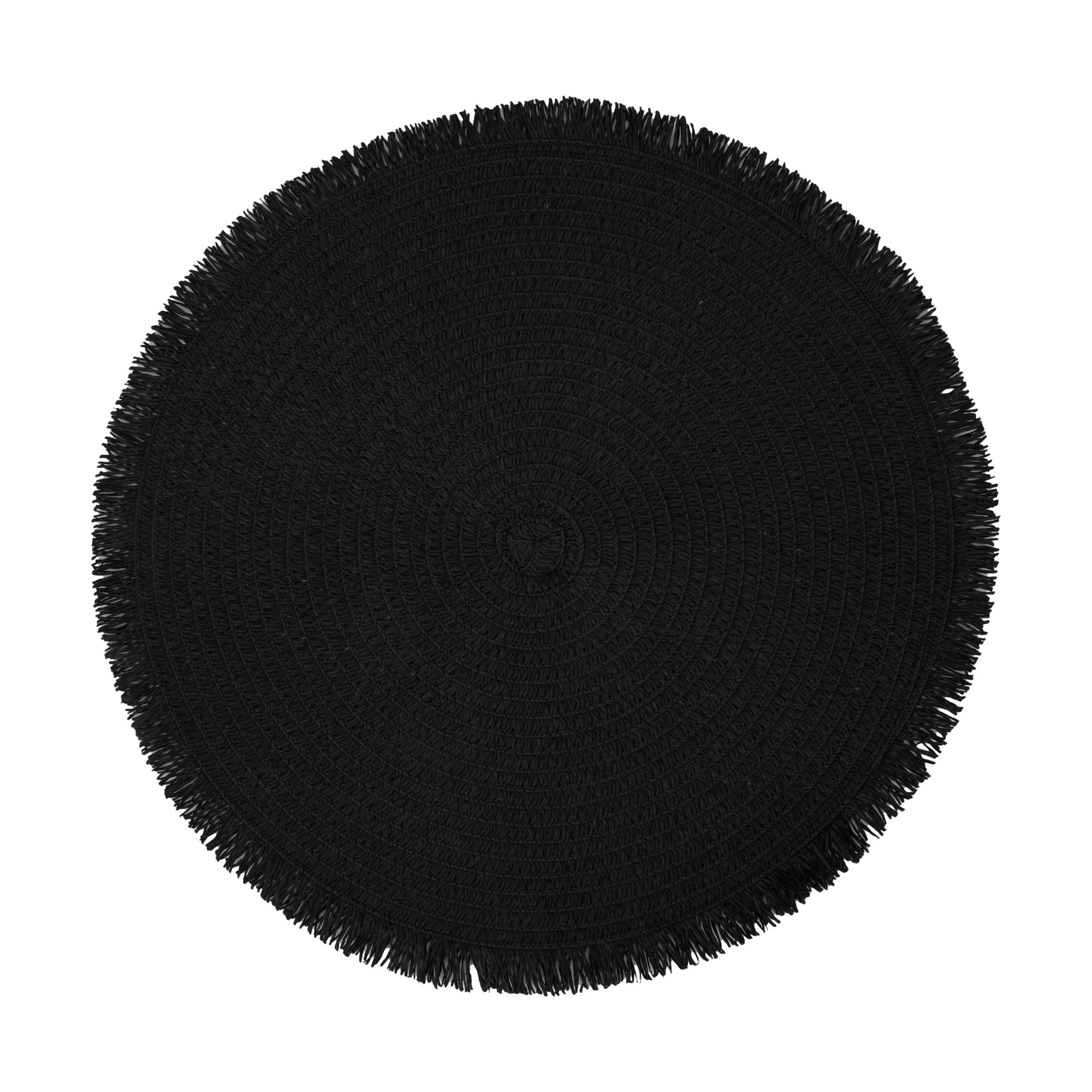 1 Black Round Fringe Placemat, 1 of 3