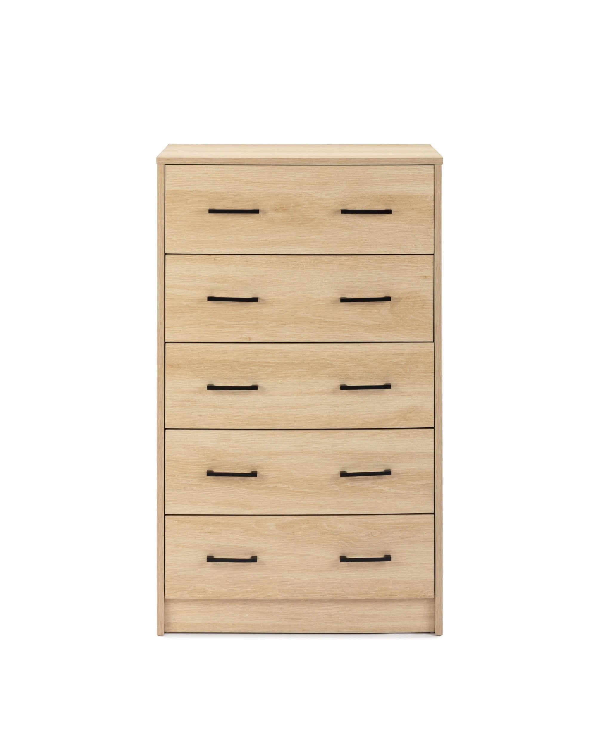 4 Kodu Chest 5 Drawers Tallboy Storage Dresser Storage Cabinet Oak - Natural, 4 of 7