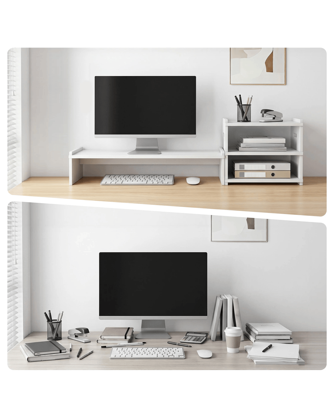 Artiss 2-in-1 Monitor Stand and 3-Tier Desk Organiser, PC Screen Riser ...
