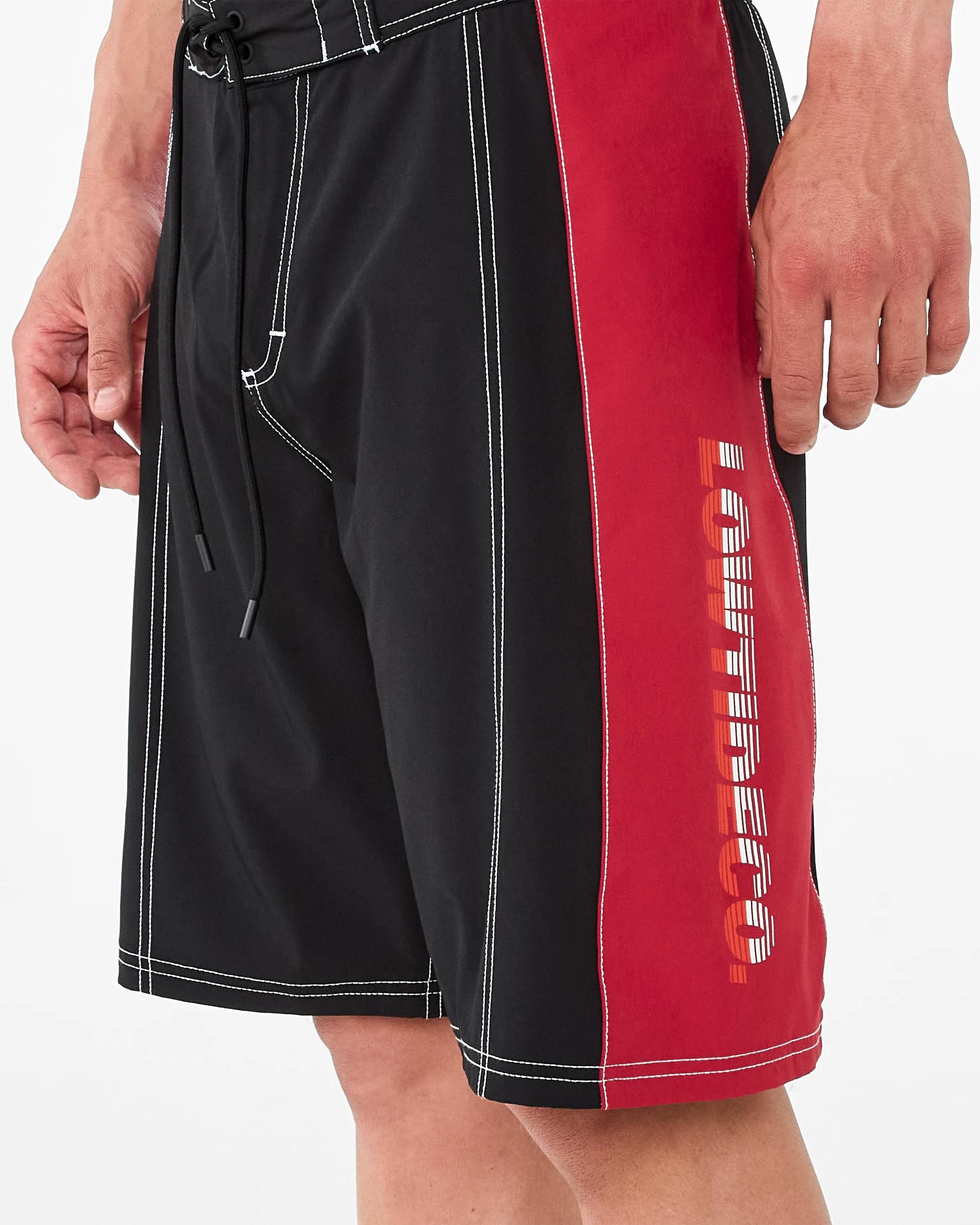 2 Spliced Stretch Swim Boardshorts Black, 2 of 9