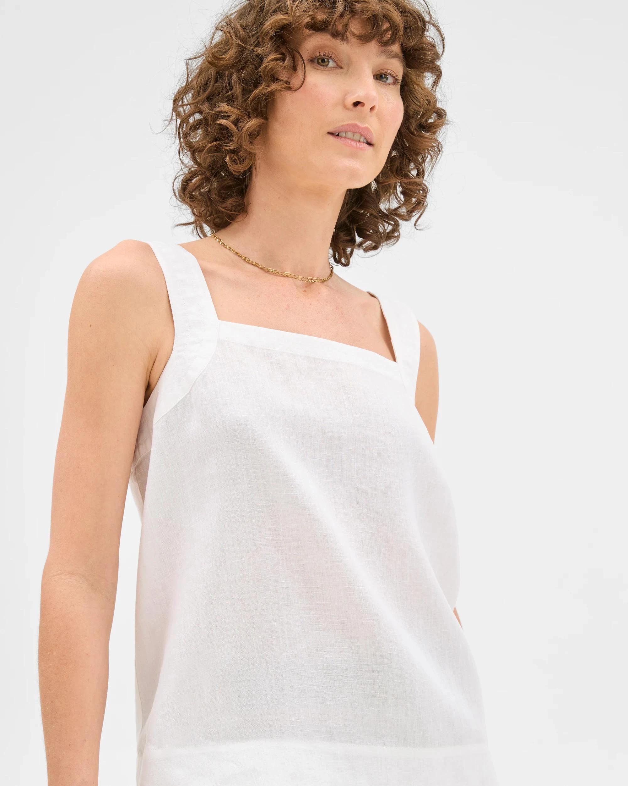 3 Target European Linen Stitch Detail Cami WHITE, 3 of 6