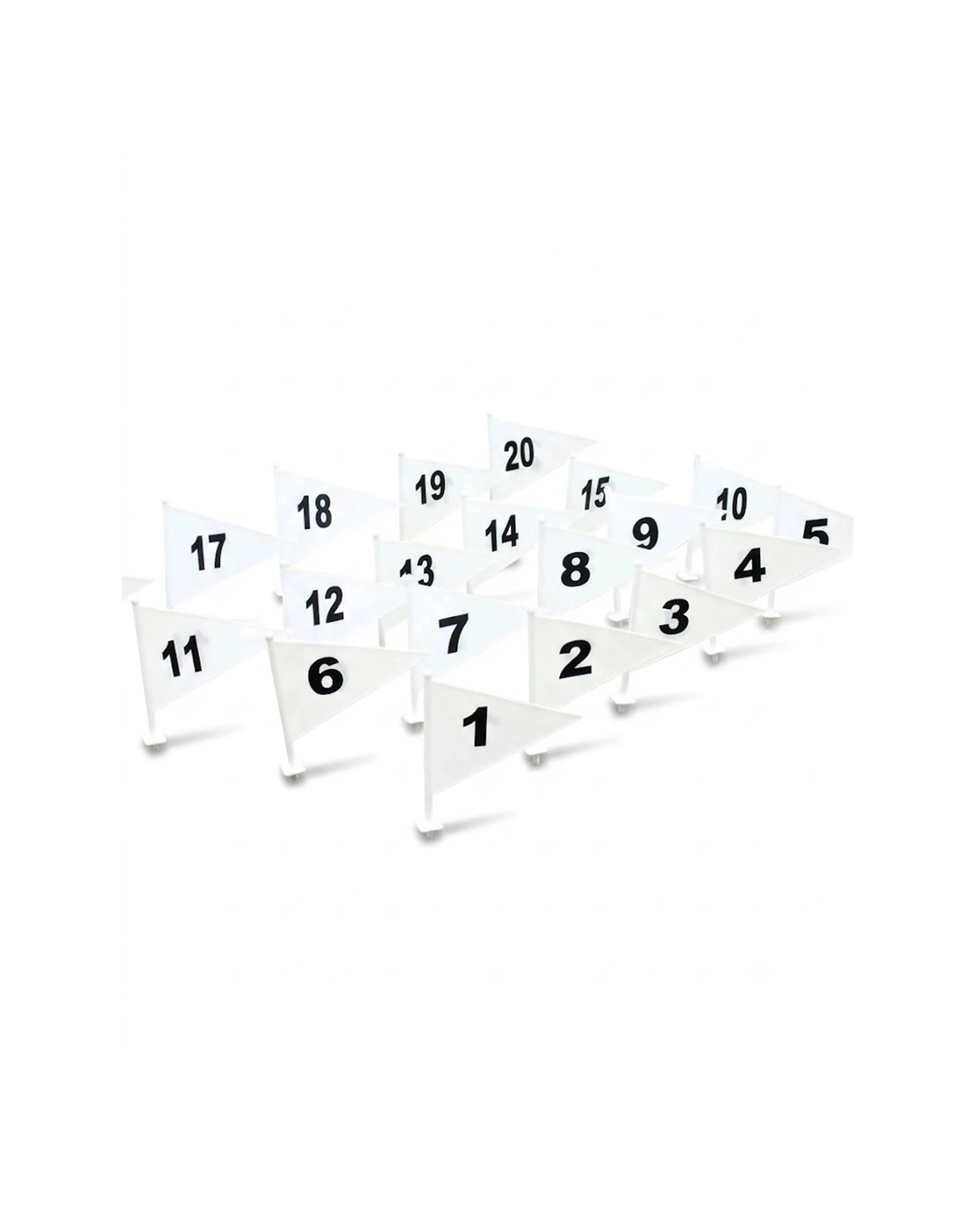 1 Victor Sports Field Marker Flag PVC Numbered 1-20 Set With Mesh Bag 23cm - White, 1 of 2