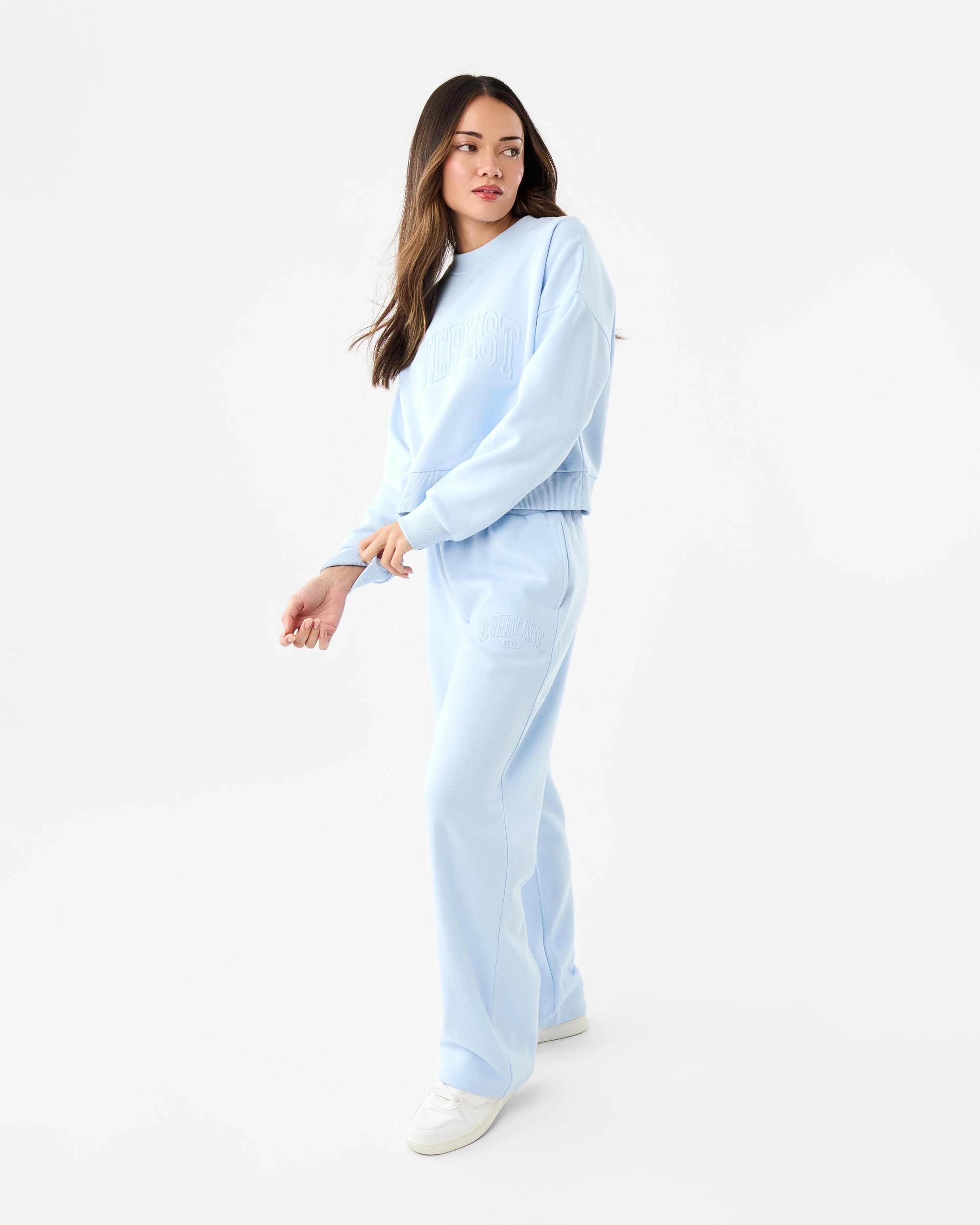 3 Everlast Womens Heritage Oversize Crew Neck Sweatshirt Powder Blu, 3 of 9
