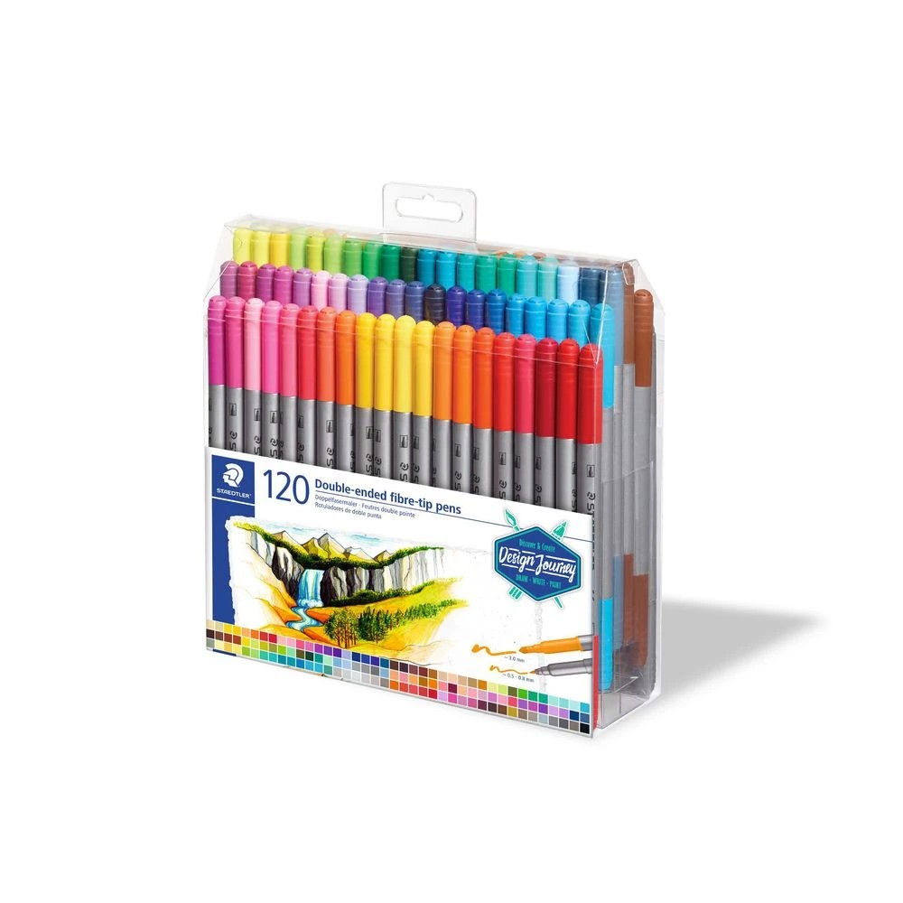 2 Staedtler Double-ended Fibre Tip Pens 120 Pack, 2 of 3