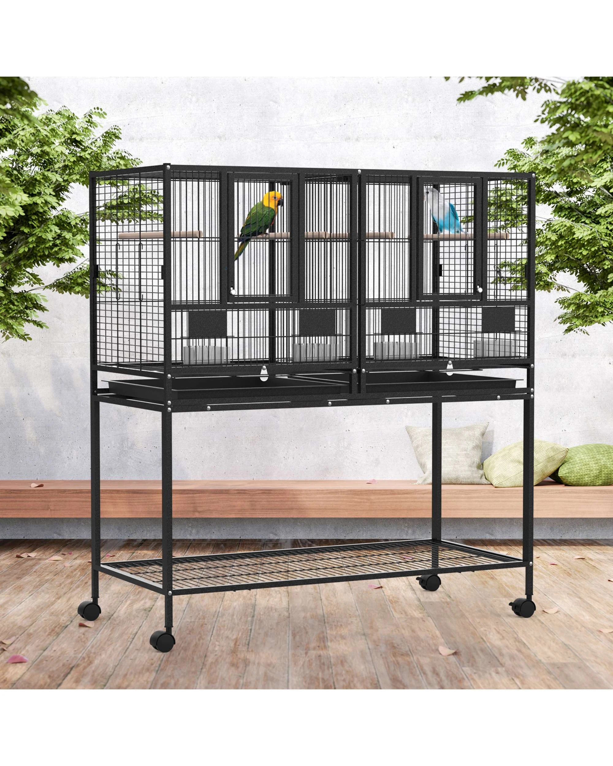 2 Advwin Large Bird Cage 2-in-1 Parrot Aviary, 2 of 7