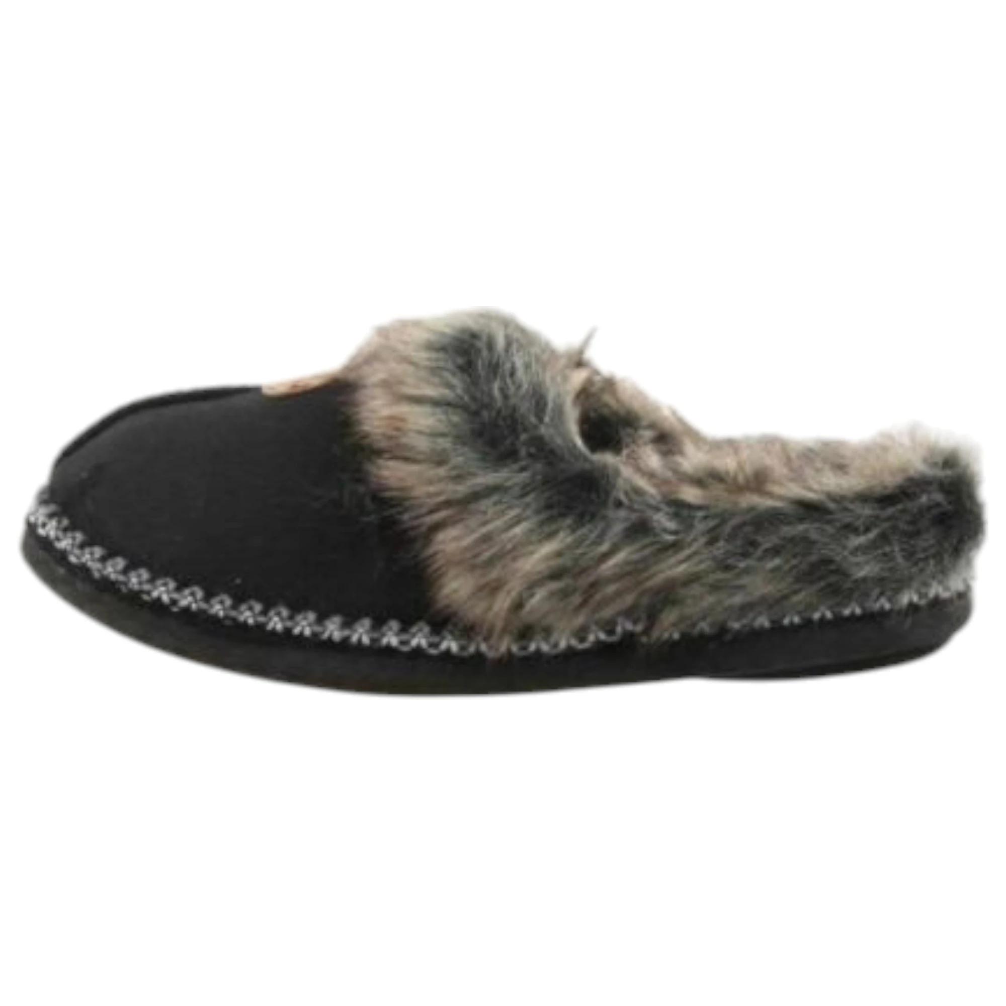 2 Bellissimo Womens Lotus Slippers Winter Shoes BLACK, 2 of 5