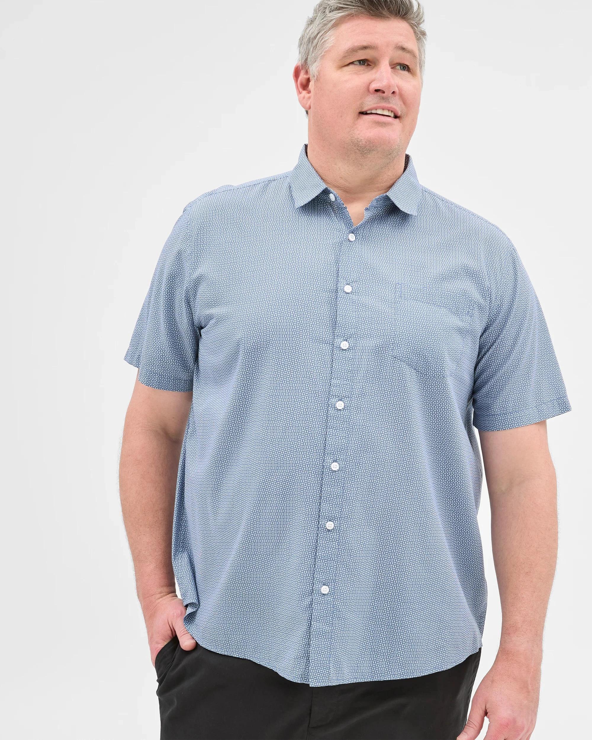 2 Target Plus Size Australian Cotton Blend Print Shirt BLUE, 2 of 5